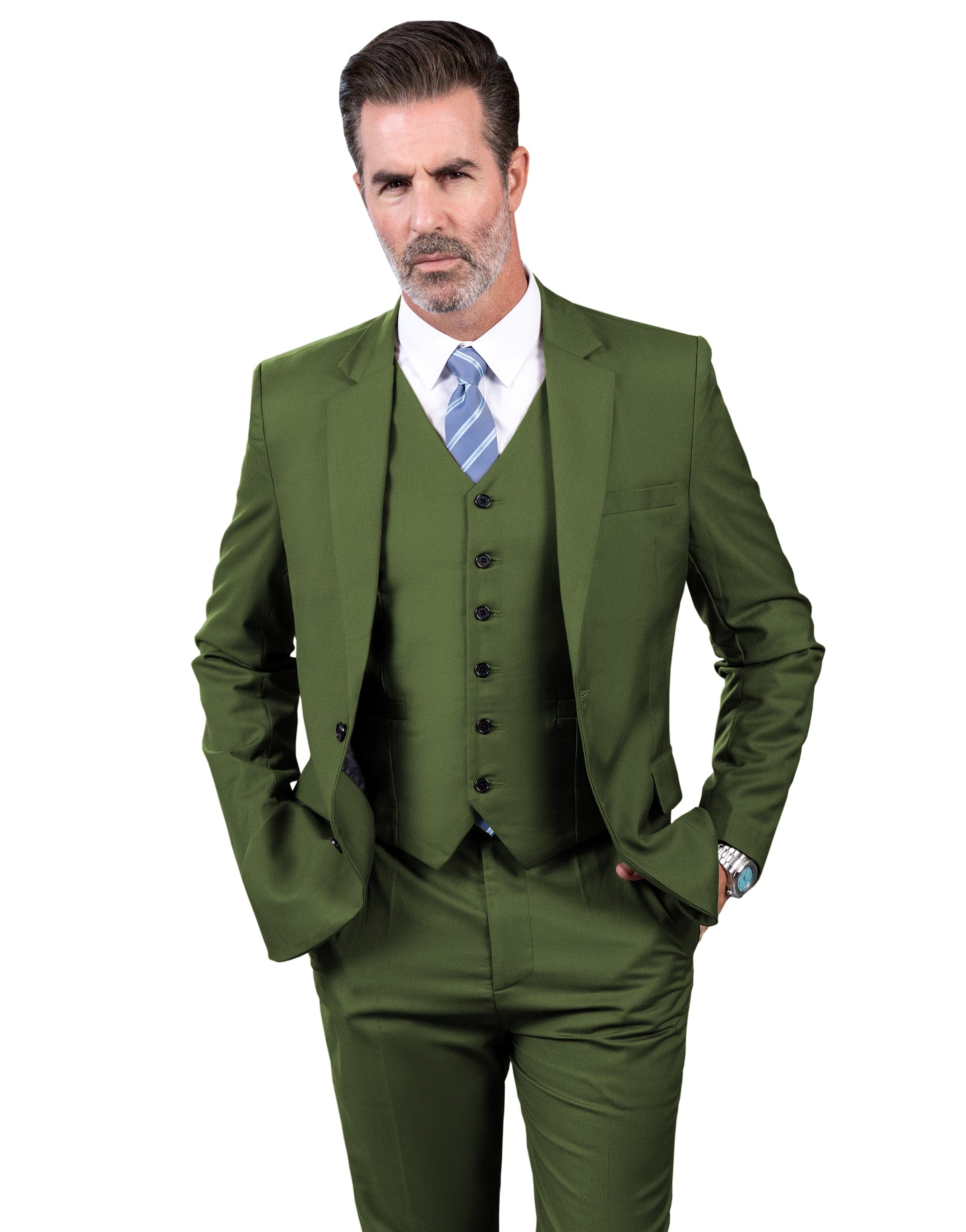 Aesido Men’s Suit Piece Business Casual Jacket For Wedding Blazer+Vest+Pants – Olive Green R Aesido Men’s Suit Piece Business Casual Jacket For Wedding Blazer+Vest+Pants – Olive Green R