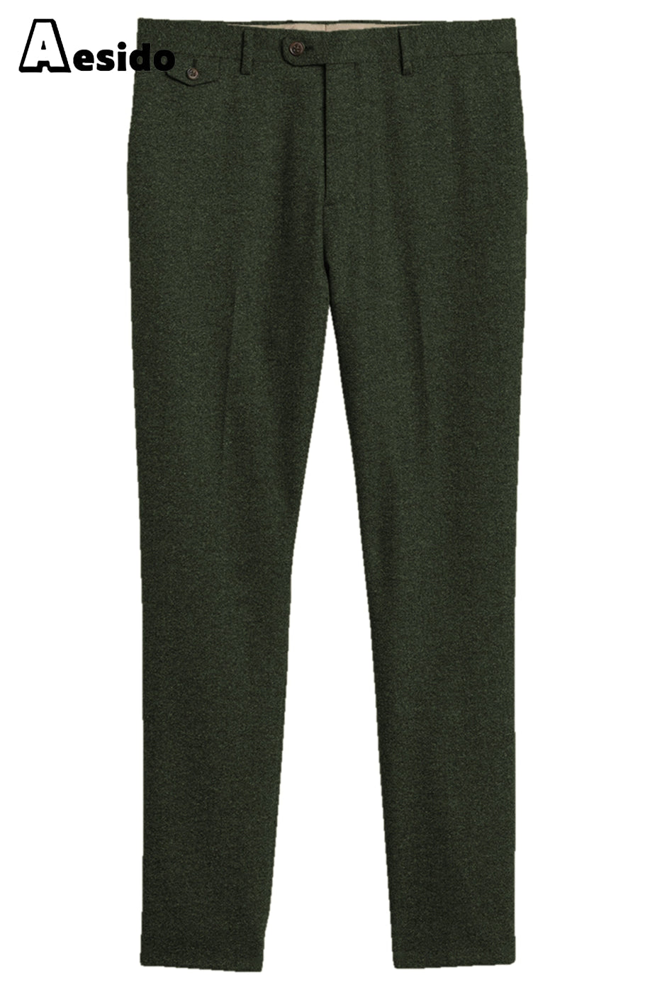 Aesido Men’s Wool Tweed Trousers – Army Green W X L Aesido Men’s Wool Tweed Trousers – Army Green W X L