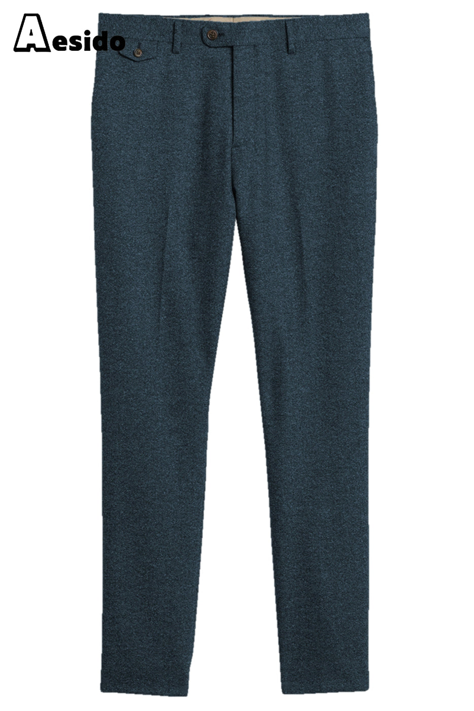 Aesido Men’s Wool Tweed Trousers – Blue W X L Aesido Men’s Wool Tweed Trousers – Blue W X L