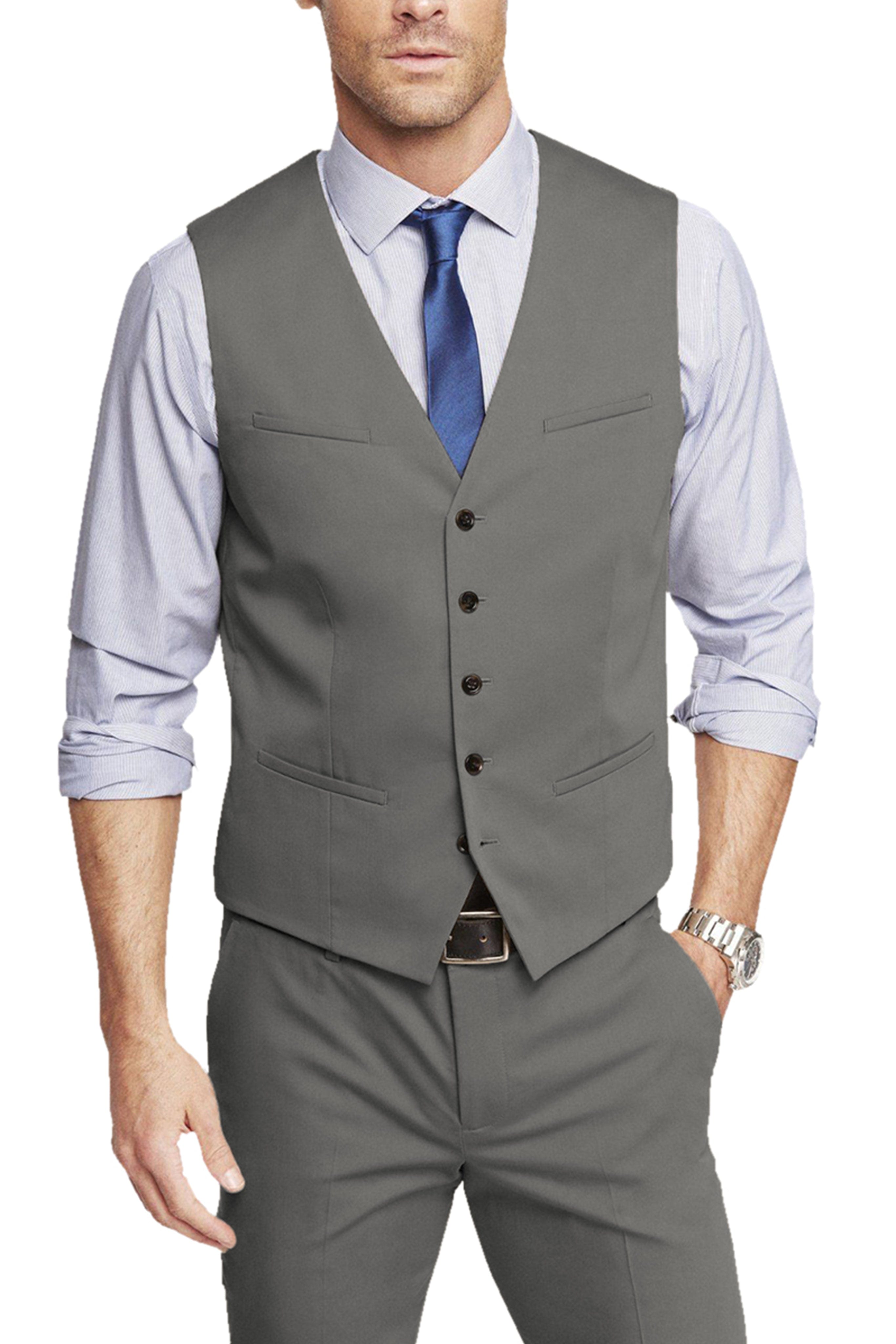 Aesido Piece Single Breasted V Neck Men’s Waistcoat Vest+Pants – Grey R Aesido Piece Single Breasted V Neck Men’s Waistcoat Vest+Pants – Grey R