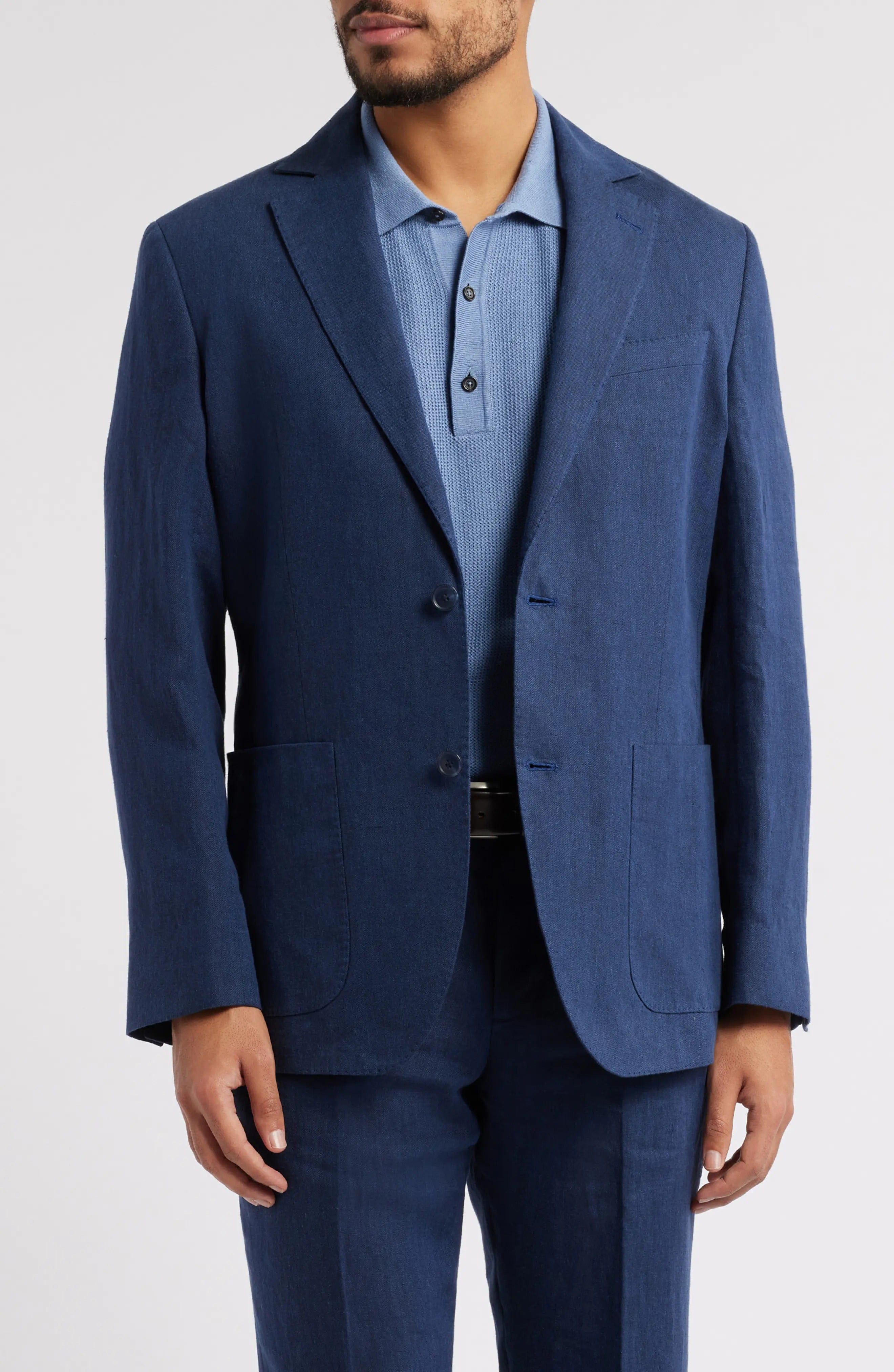 Navy Blue Linen -Piece Men’s Suit Double-Button Blazer & Pants – Navy R Navy Blue Linen -Piece Men’s Suit Double-Button Blazer & Pants – Navy R