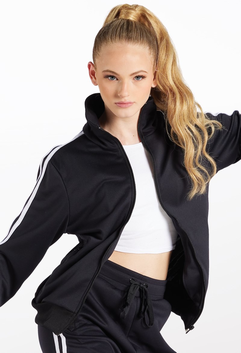 Stripe Sleeve Track Jacket – Black – Medium Adult – Dance Top AH Stripe Sleeve Track Jacket – Black – Medium Adult – Dance Top AH