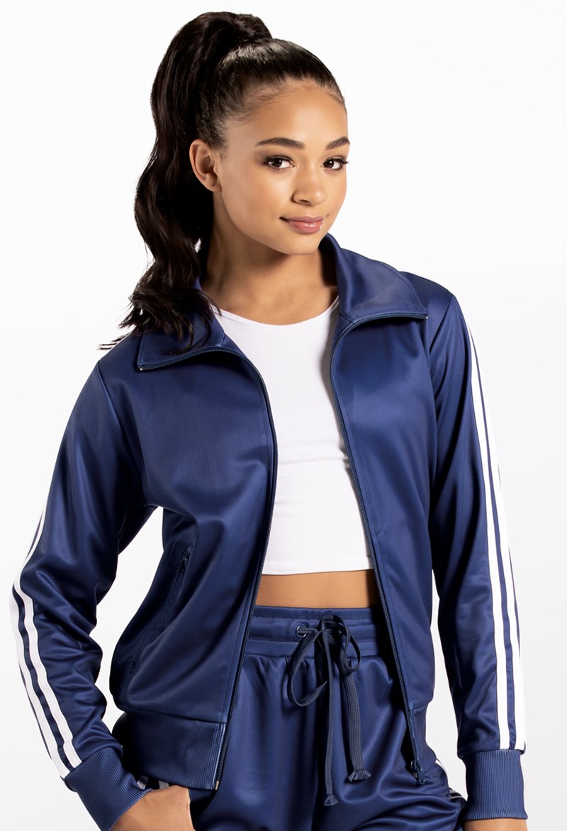 Stripe Sleeve Track Jacket – Navy – Intermediate Child – Dance Top AH Stripe Sleeve Track Jacket – Navy – Intermediate Child – Dance Top AH