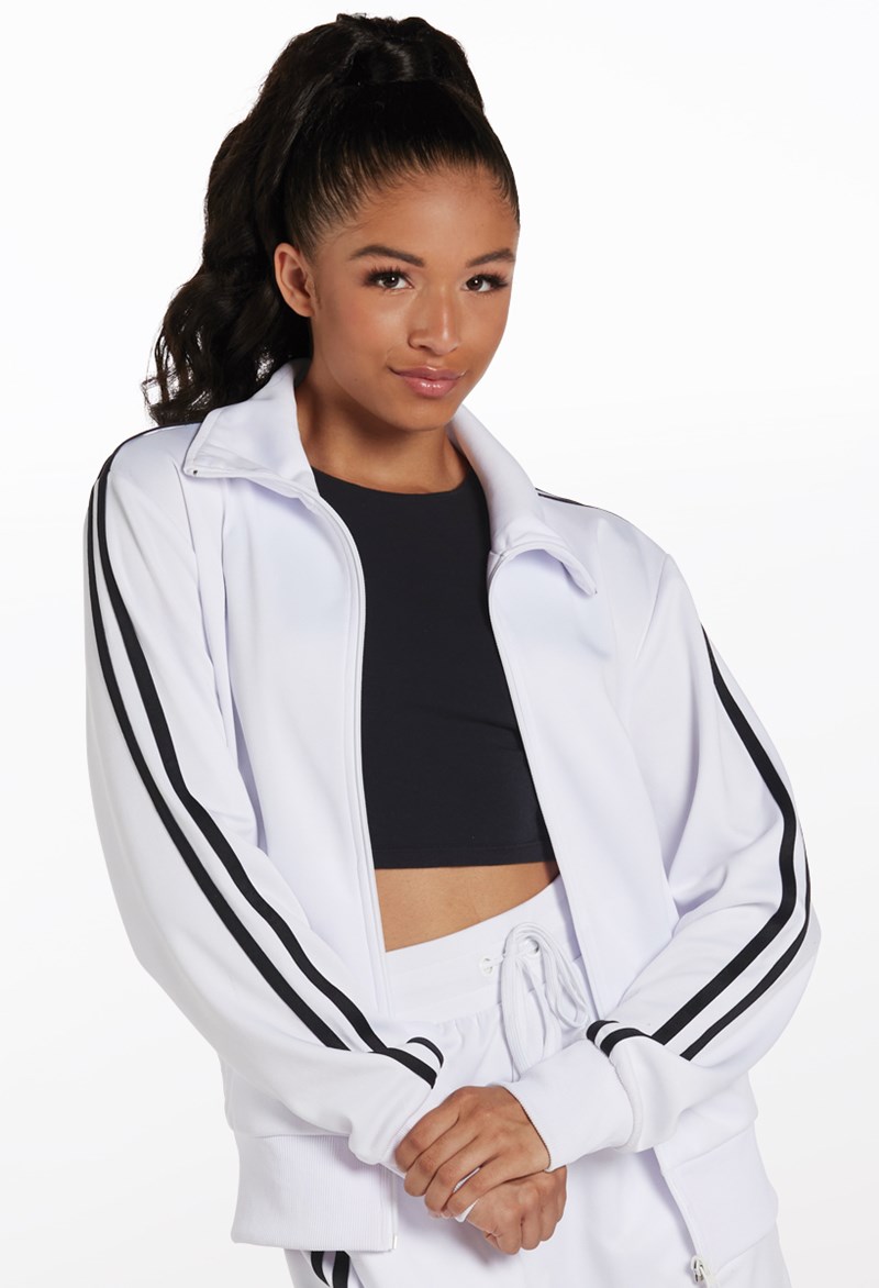 Stripe Sleeve Track Jacket – White – Child – Dance Top AH Stripe Sleeve Track Jacket – White – Child – Dance Top AH