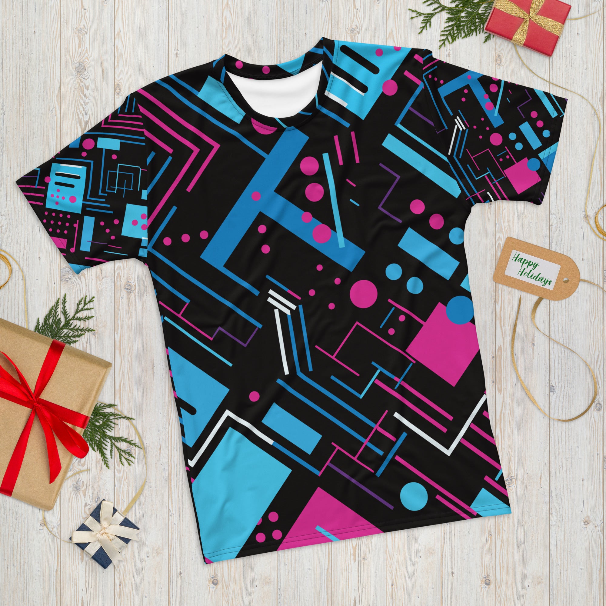 Geometric Dreams – Abstract Pattern Men’s Crew Neck Shirt – Geometric Dreams – Abstract Pattern Men’s Crew Neck Shirt –