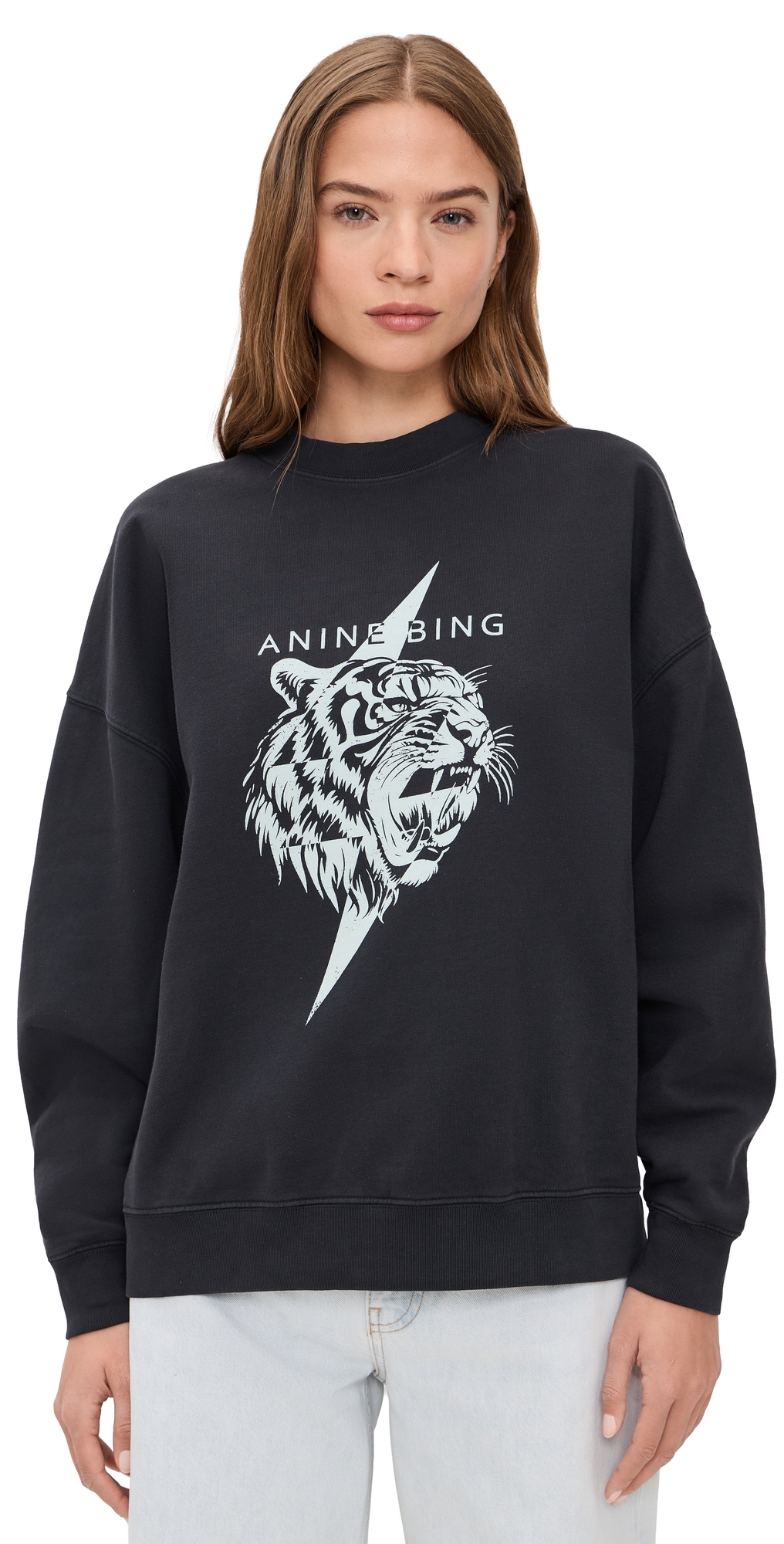 ANINE BING Miles Tiger Sweatshirt Vintage Black ANINE BING Miles Tiger Sweatshirt Vintage Black
