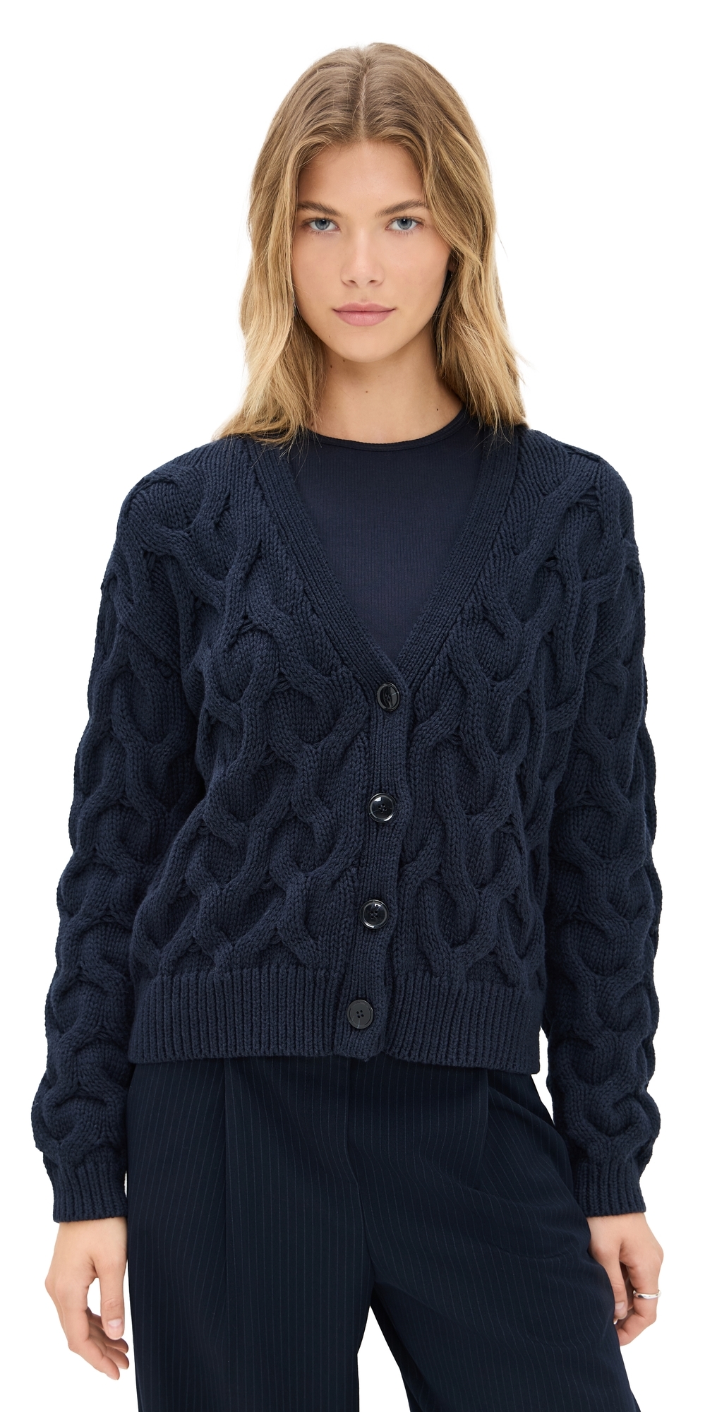ATM Anthony Thomas Melillo Cotton Cashmere Air Cardigan Midnight ATM Anthony Thomas Melillo Cotton Cashmere Air Cardigan Midnight