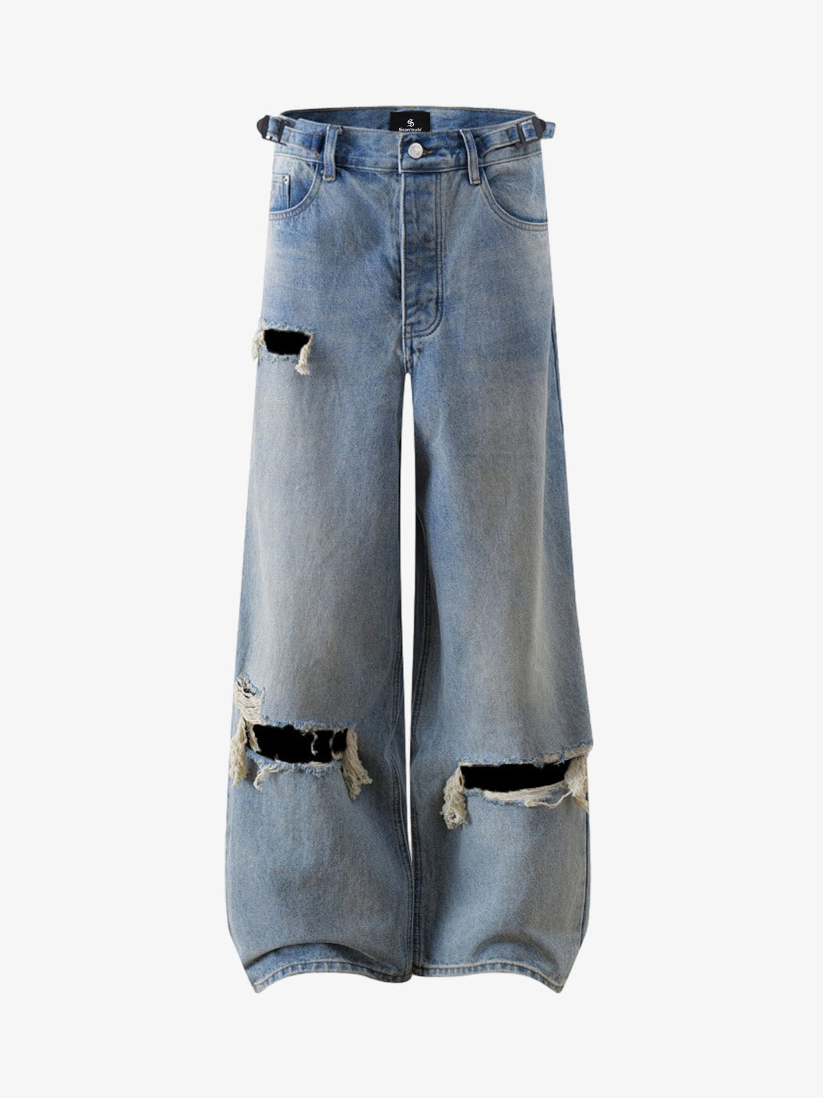 Retro Ripped Wide Leg Jeans