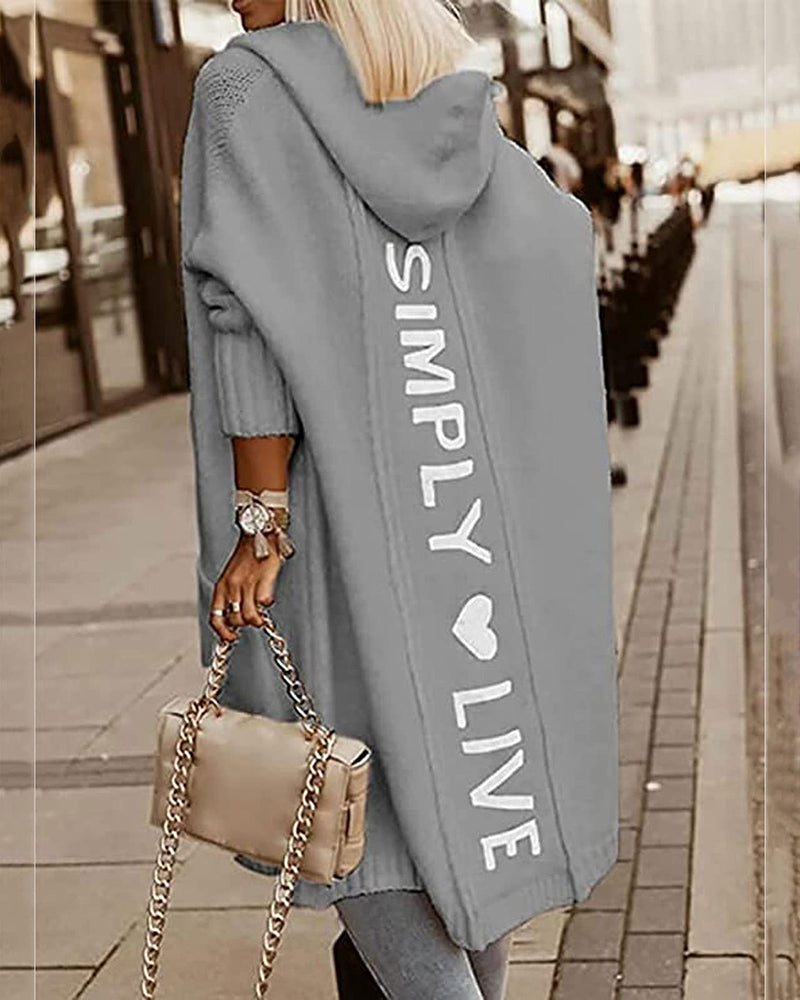 Hoodie Open Front Cardigan Sweaters Solid Color Chunky Long Sweater Coats – Grey Hoodie Open Front Cardigan Sweaters Solid Color Chunky Long Sweater Coats – Grey