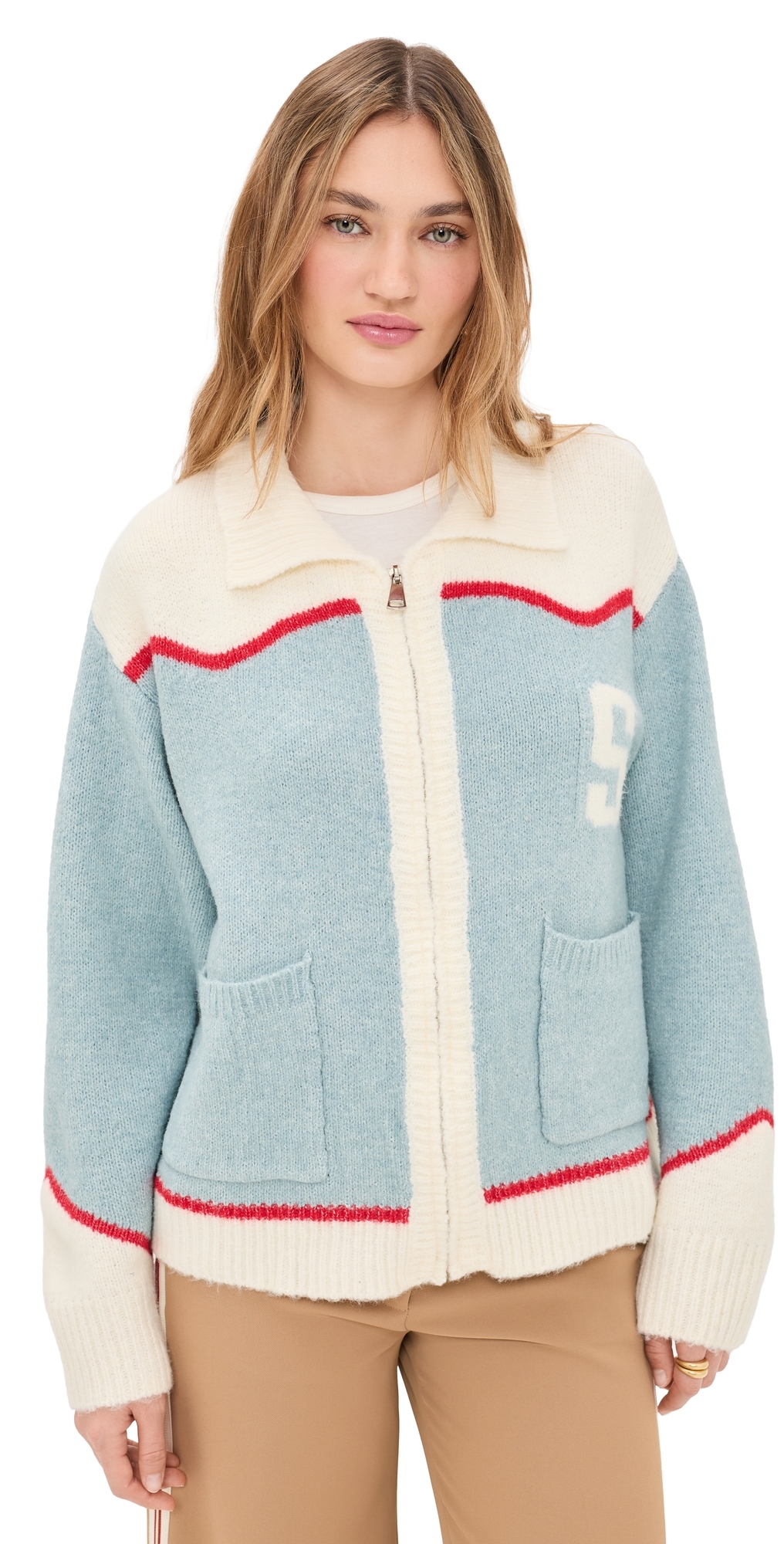 Bailey Rose Vintage Ski Cardigan Sky Blue Bailey Rose Vintage Ski Cardigan Sky Blue