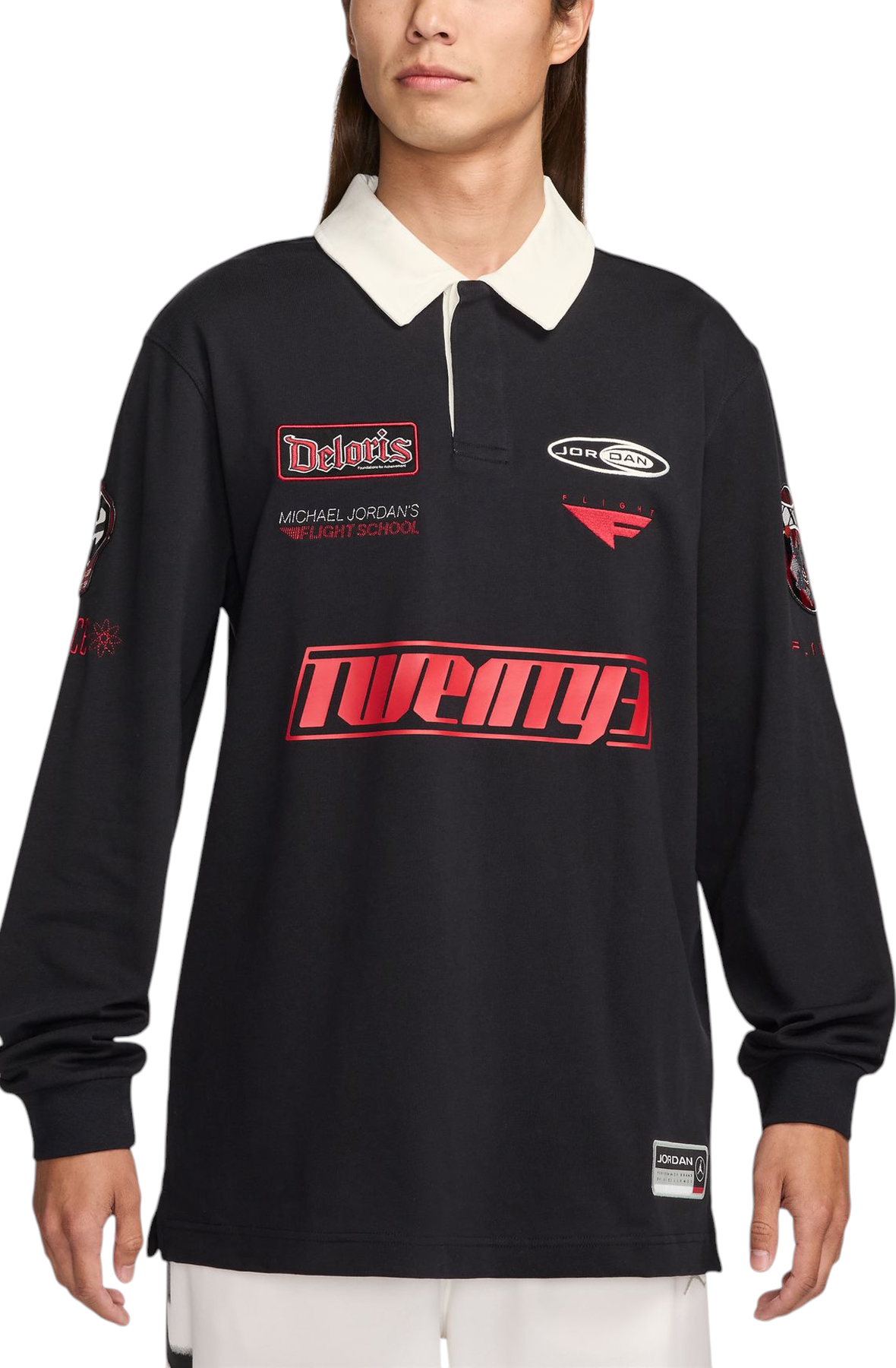 Men Long-Sleeve Rugby Top Black Tops Black Men Long-Sleeve Rugby Top Black Tops Black