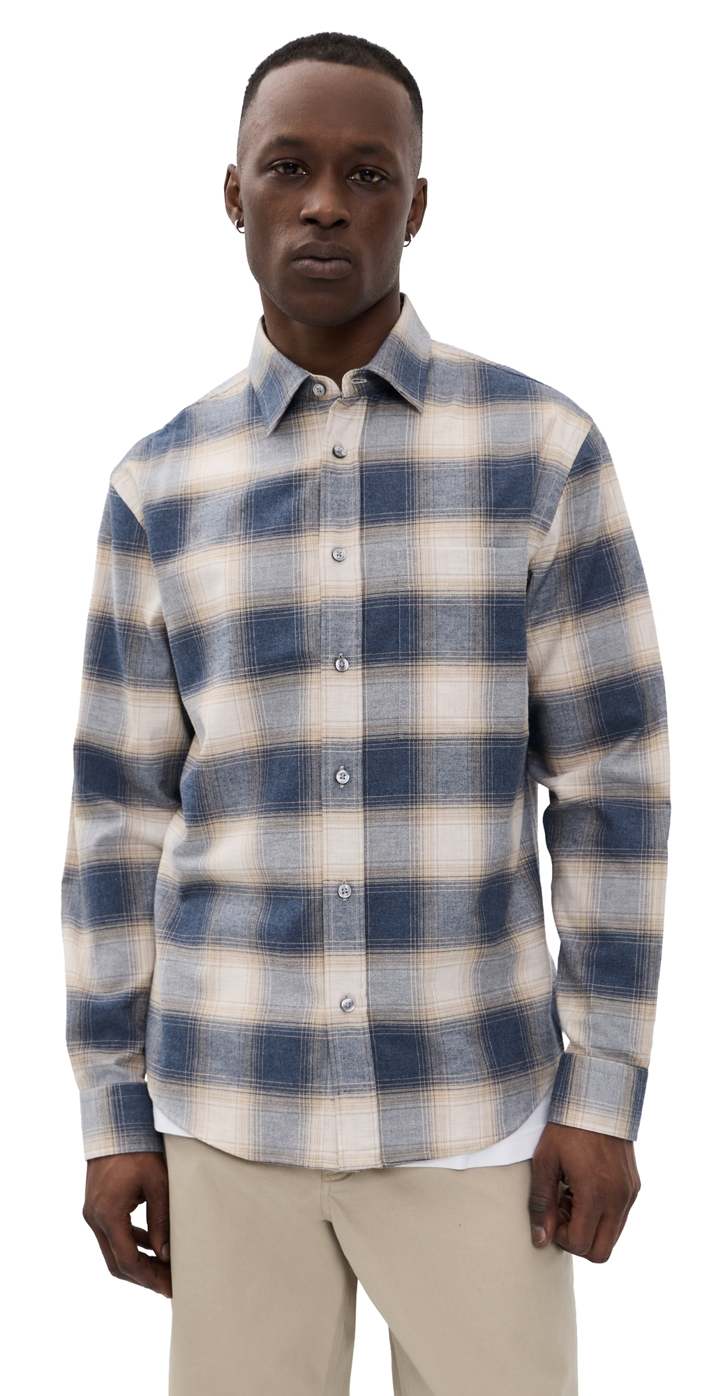 BOSS H-Owen Flannel Button Down Shirt Open Blue BOSS H-Owen Flannel Button Down Shirt Open Blue