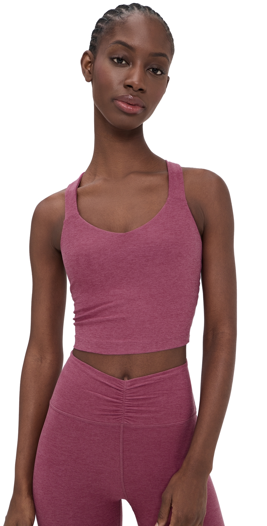 Beyond Yoga Twist Through Cropped Tank Top Smooth Mauve Heather Beyond Yoga Twist Through Cropped Tank Top Smooth Mauve Heather