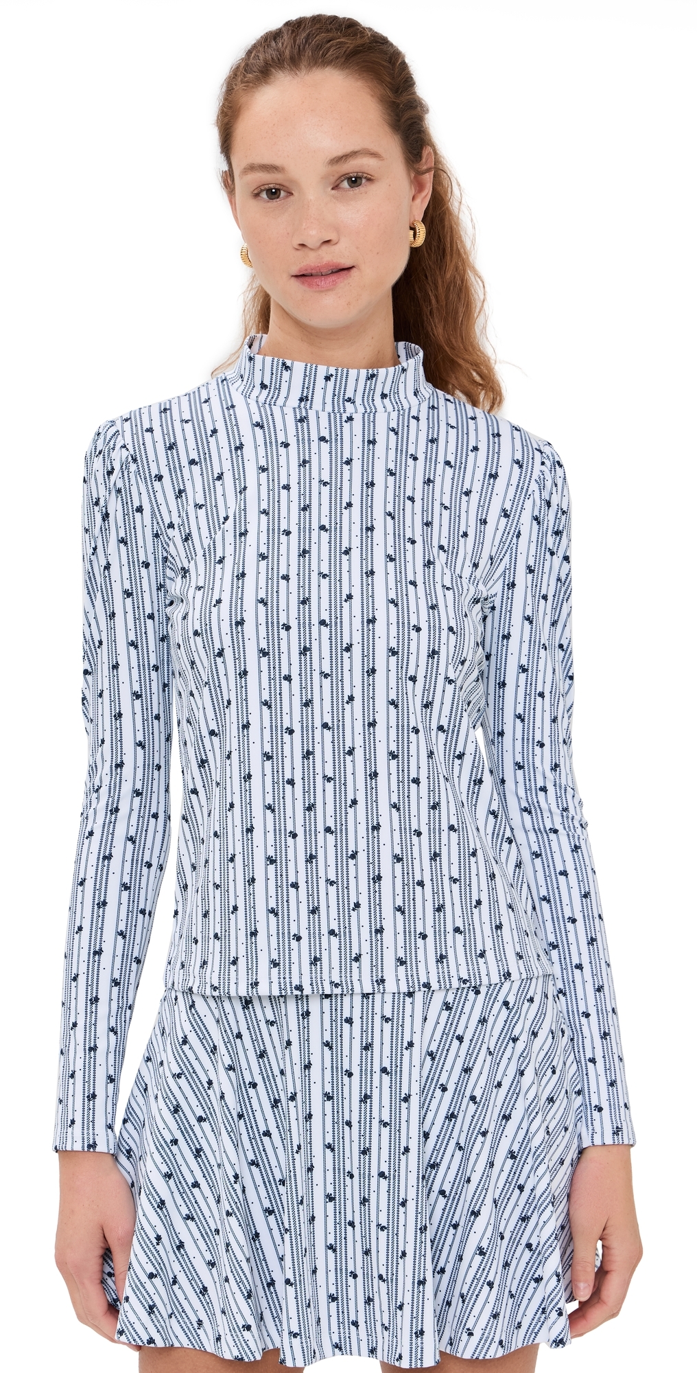 Byrdie Golf Social Wear Long Sleeve Park Top NavyWhite Floral Byrdie Golf Social Wear Long Sleeve Park Top NavyWhite Floral