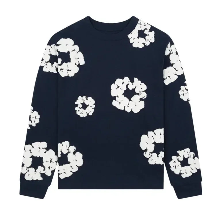 Denim Tears Long Sleeve Cotton Wreath shirt Navy