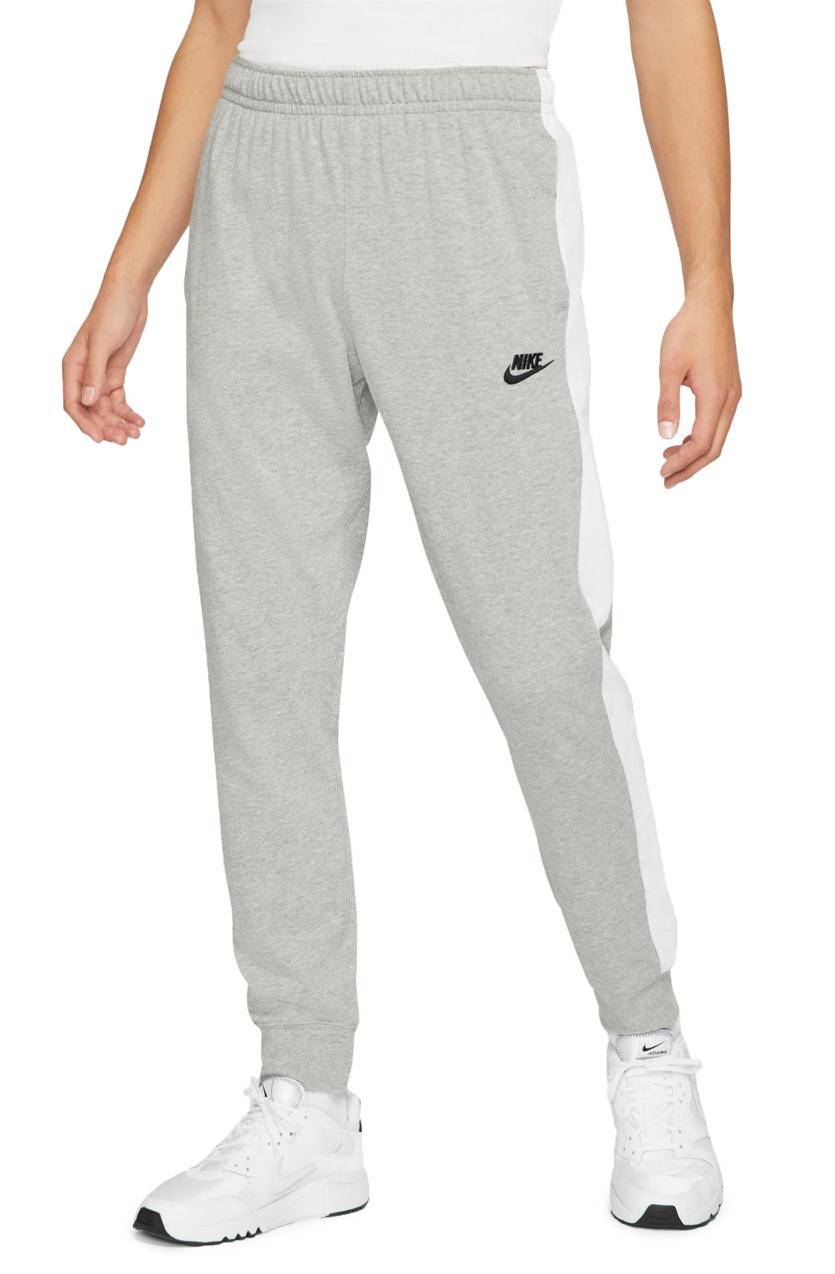 Men Sportswear Jersey Joggers DK Grey HeatherWhite-Black Pants -T Grey