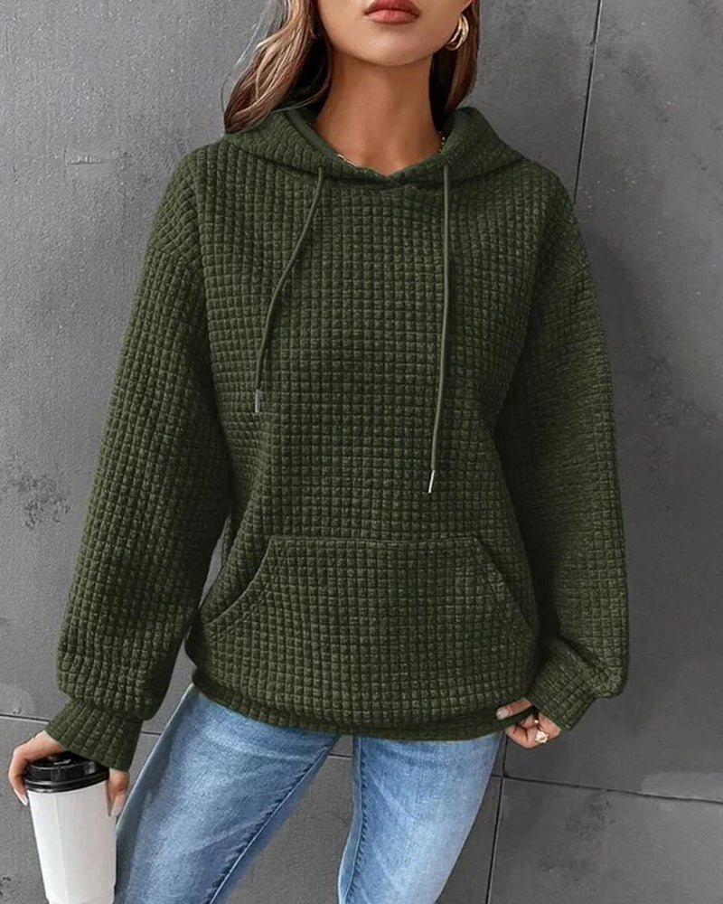 Zeagoo Casual Long Sleeve Waffle Hoodie Drawstring Pullover Sweatshirts Crop Top with Pockets – Dark Green M Zeagoo Casual Long Sleeve Waffle Hoodie Drawstring Pullover Sweatshirts Crop Top with Pockets – Dark Green M