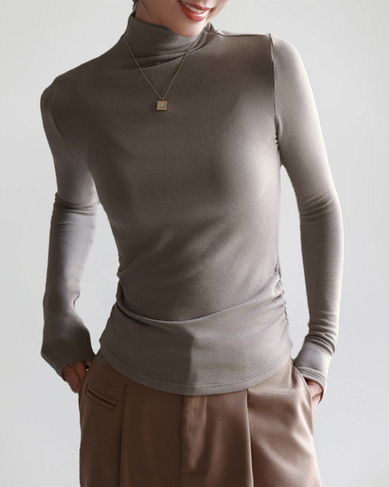 Half Turtleneck Long Sleeve Slim-fit Base shirt – Light Grey L-