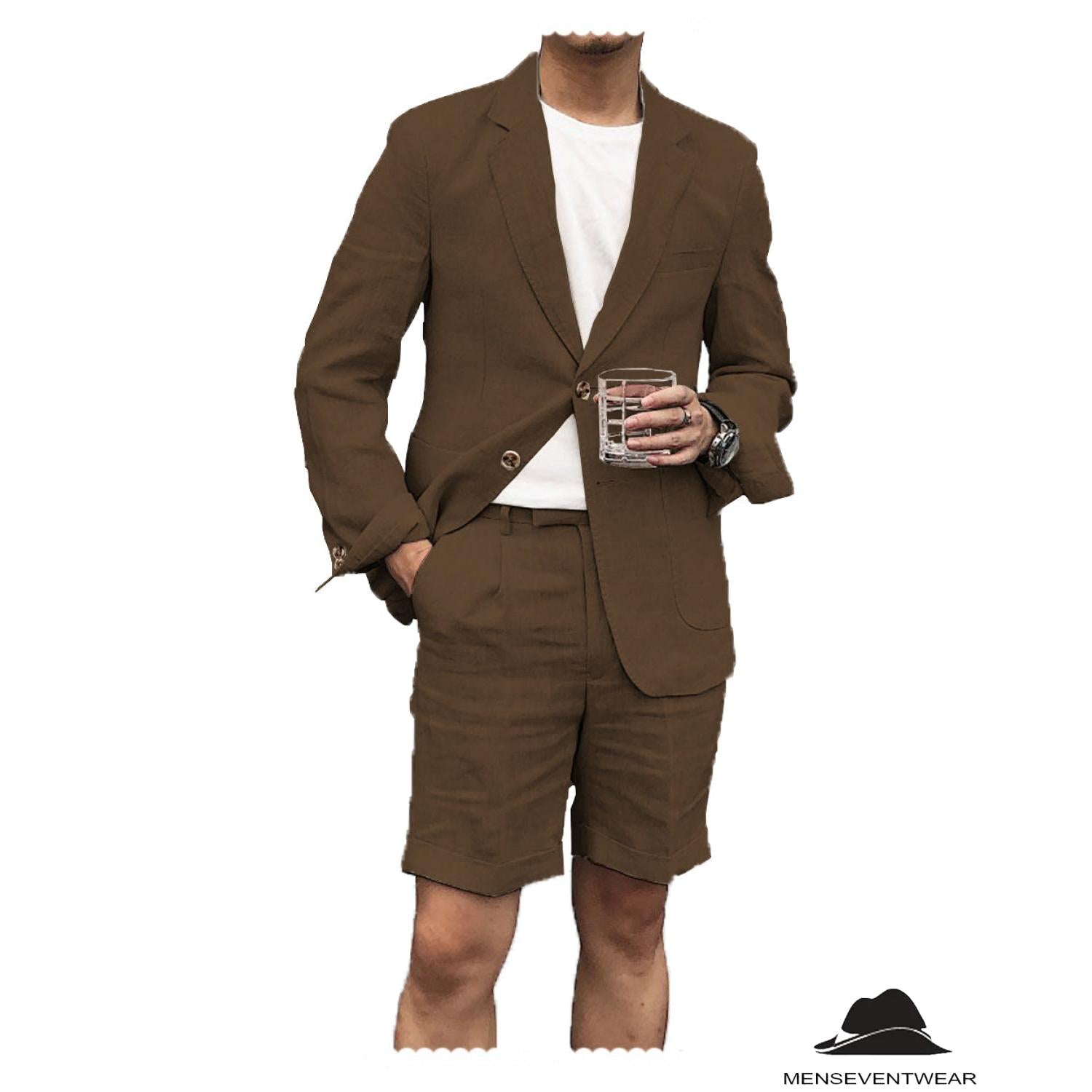 Menseventwear Casual Piece Men’s Suit Flat Linen Notch Lapel Tuxedos Blazer+Shorts Menseventwear Casual Piece Men’s Suit Flat Linen Notch Lapel Tuxedos Blazer+Shorts