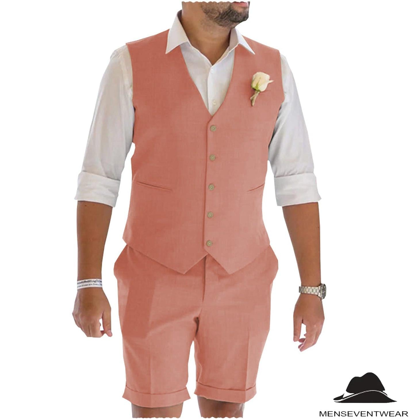 Menseventwear Casual Piece Men’s Suit Flat Linen V Neck Tuxedos Blazer+Shorts Menseventwear Casual Piece Men’s Suit Flat Linen V Neck Tuxedos Blazer+Shorts