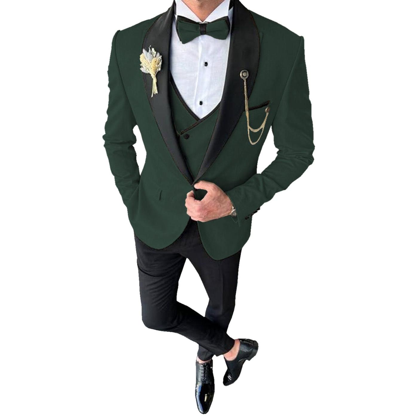 Ceehuteey Piece Mens Suit Shawl Lapel Prom For Suits Blazer + Vest + Pants – Hunt Green R Ceehuteey Piece Mens Suit Shawl Lapel Prom For Suits Blazer + Vest + Pants – Hunt Green R