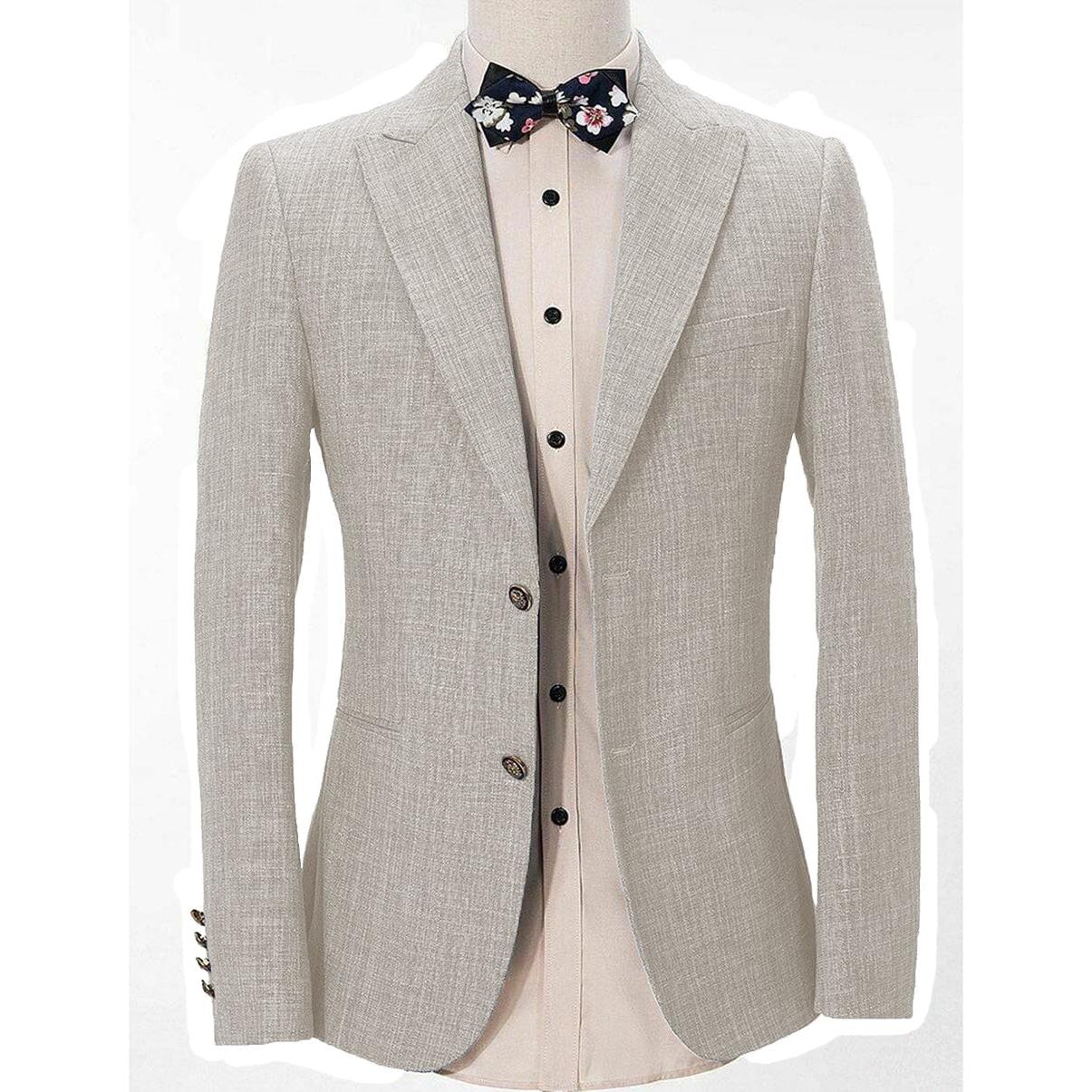 Ceehuteey Men’s Peak Lapel Blazer – Beige R Ceehuteey Men’s Peak Lapel Blazer – Beige R