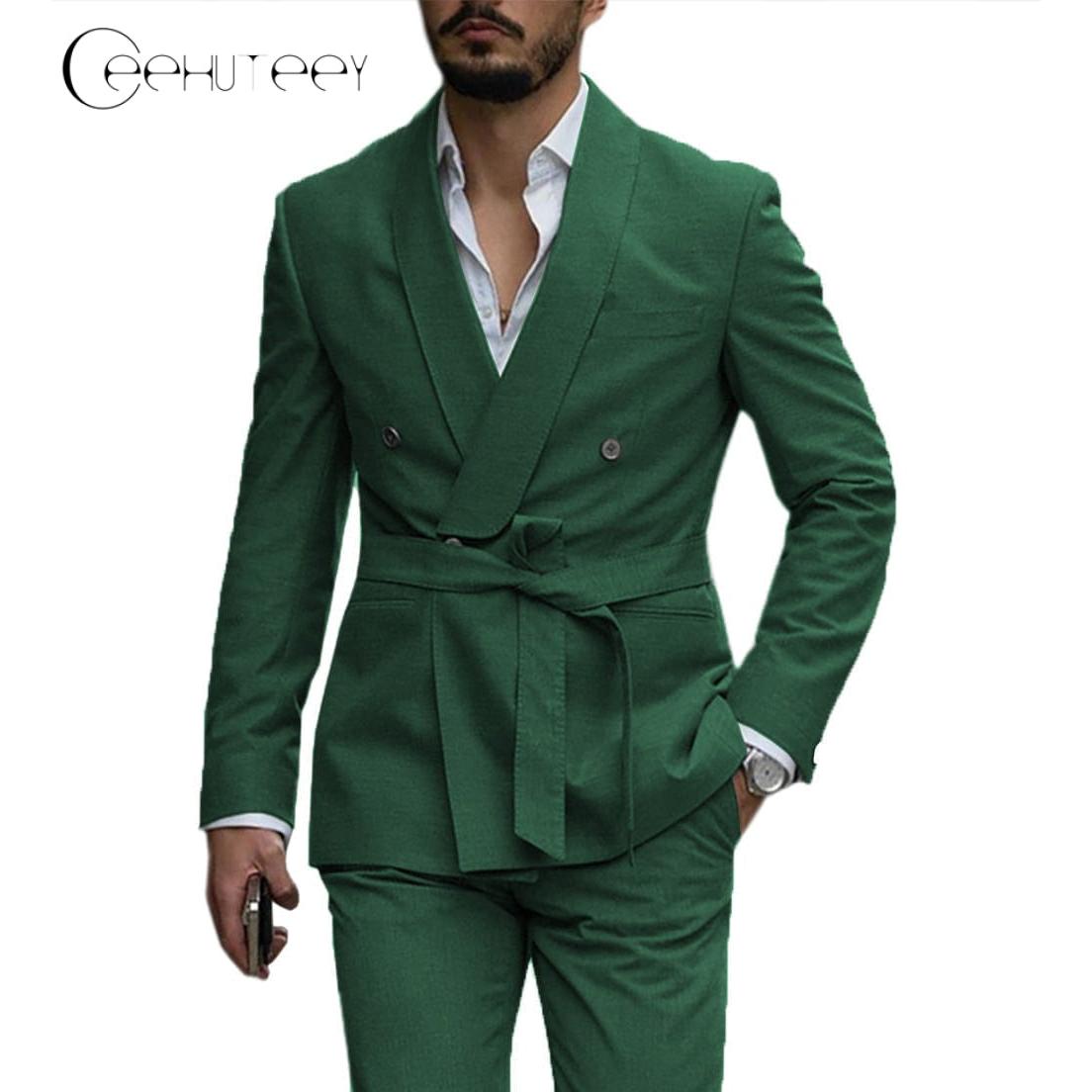 Ceehuteey Mens Suit Double Breasted Shawl Lapel Pieces Blazer+Pants – Hunt Green R Ceehuteey Mens Suit Double Breasted Shawl Lapel Pieces Blazer+Pants – Hunt Green R