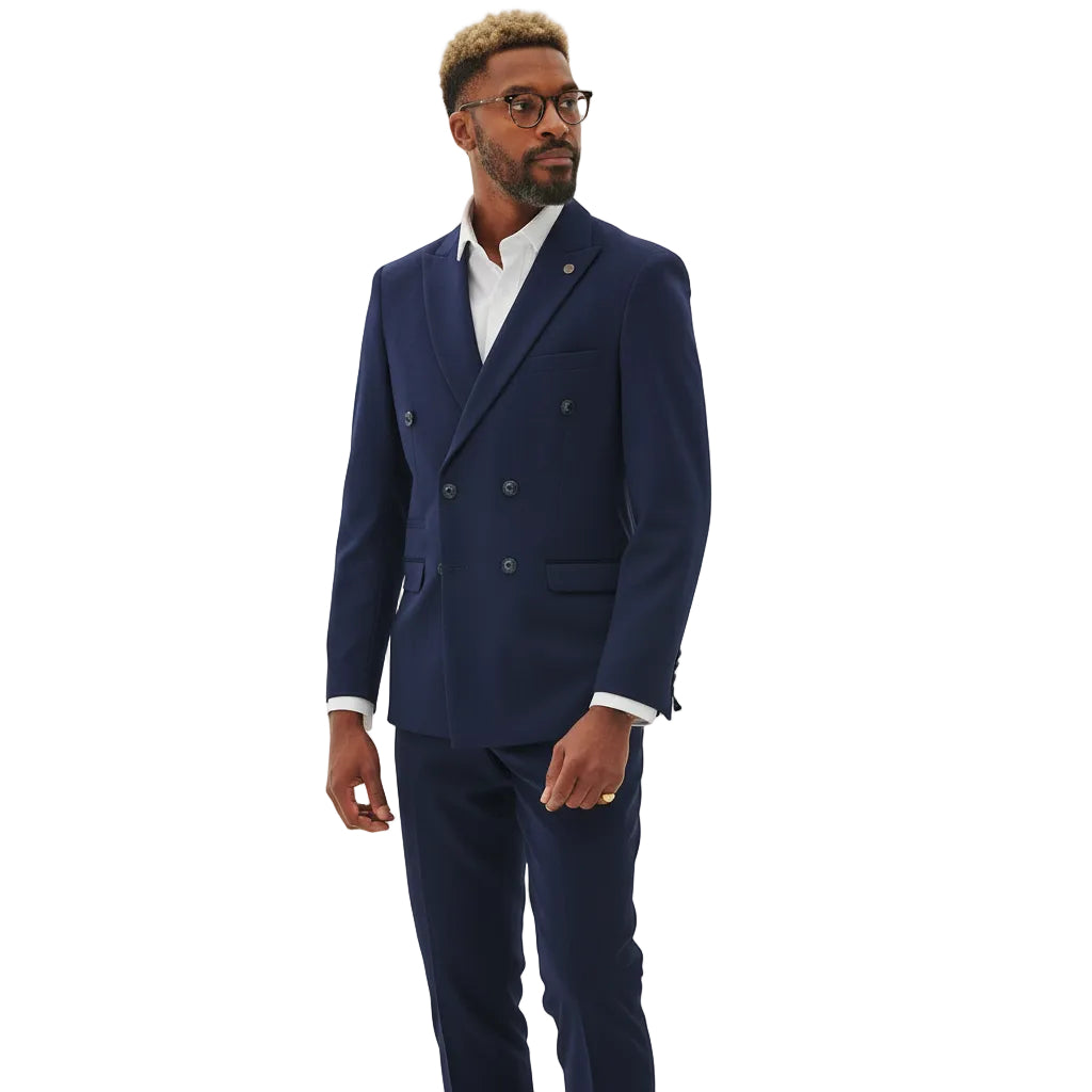 Ceehuteey Men’s Piece Peak lapel Double Breasted Suit Blazer+Vest+Pants – Navy R Ceehuteey Men’s Piece Peak lapel Double Breasted Suit Blazer+Vest+Pants – Navy R