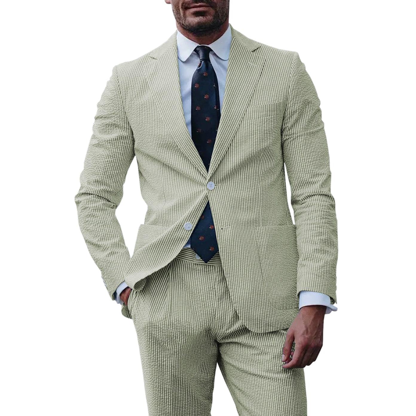 Ceehuteey Men’s -Pieces Striped Flat Notch Lapel SuitBlazer+Pants – Light Green R Ceehuteey Men’s -Pieces Striped Flat Notch Lapel SuitBlazer+Pants – Light Green R
