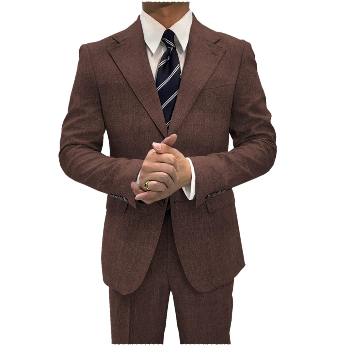 Ceehuteey Linen Suits For Men Piece Notch Lapel Summer Grooms Blazer+Pants – Coffee R Ceehuteey Linen Suits For Men Piece Notch Lapel Summer Grooms Blazer+Pants – Coffee R