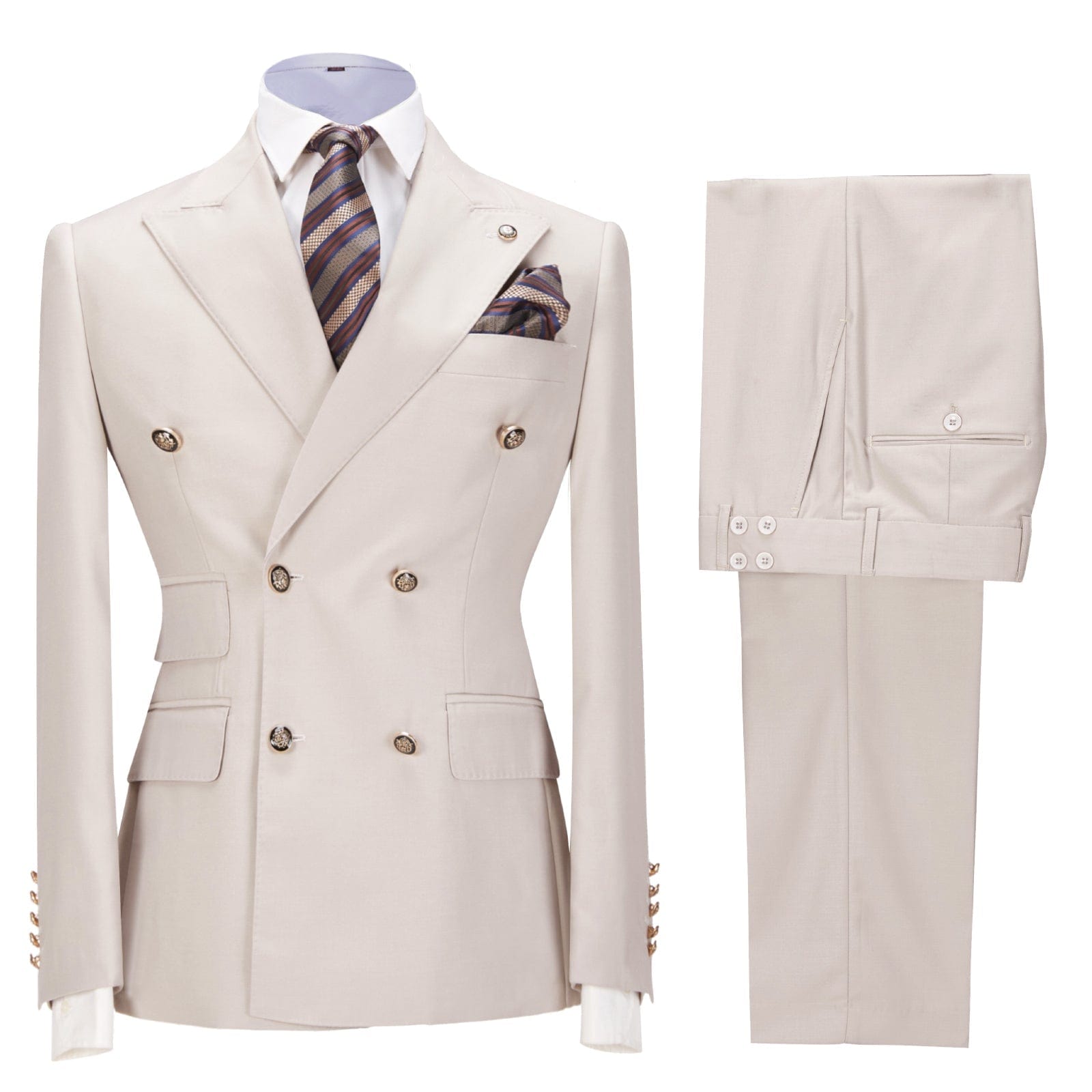 Ceehuteey Men’s Pieces Double Breasted Peak Lapel Gent Suit Blazer+Pants – Beige R Ceehuteey Men’s Pieces Double Breasted Peak Lapel Gent Suit Blazer+Pants – Beige R