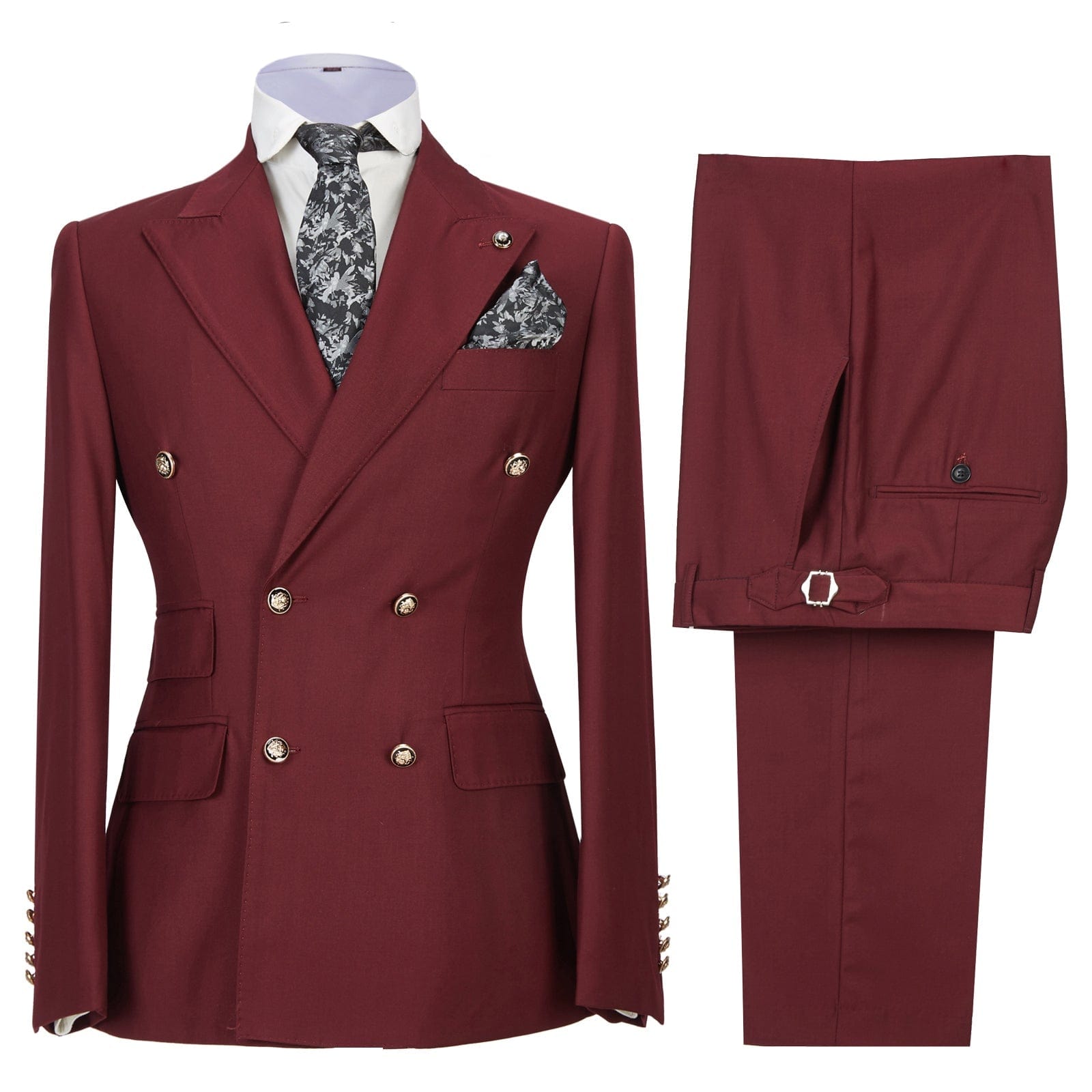 Ceehuteey Men’s Pieces Double Breasted Peak Lapel Gent Suit Blazer+Pants – Burgundy R Ceehuteey Men’s Pieces Double Breasted Peak Lapel Gent Suit Blazer+Pants – Burgundy R