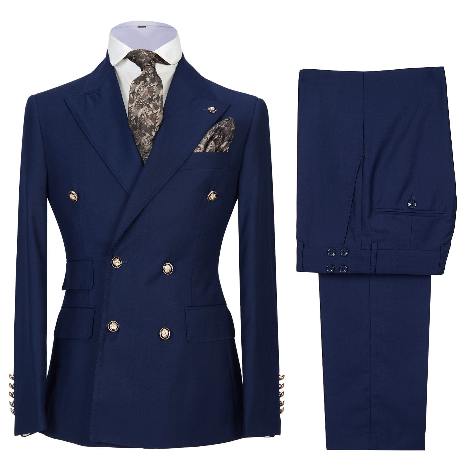 Ceehuteey Men’s Pieces Double Breasted Peak Lapel Gent Suit Blazer+Pants – Navy R Ceehuteey Men’s Pieces Double Breasted Peak Lapel Gent Suit Blazer+Pants – Navy R