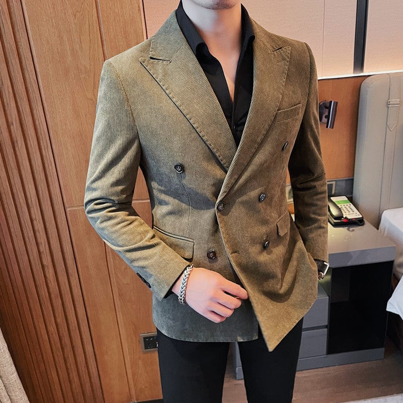 Ceehuteey Men’s Peak Lapel Stylish Corduroy Blazer – Army Green R Ceehuteey Men’s Peak Lapel Stylish Corduroy Blazer – Army Green R