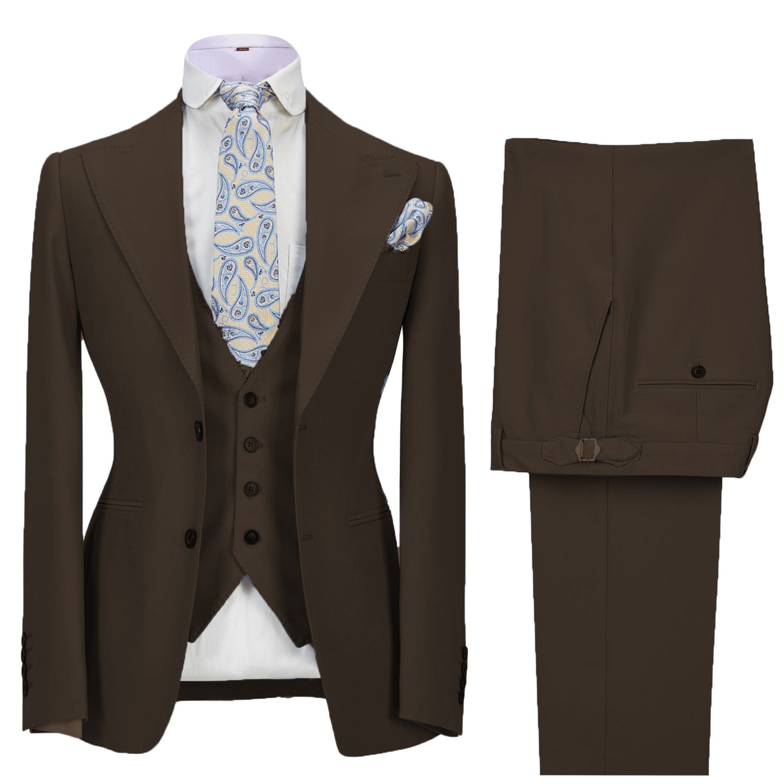Ceehuteey Men’s Piece Suit Peak Lapel Suits Blazer+Vest+Pants – Coffee R Ceehuteey Men’s Piece Suit Peak Lapel Suits Blazer+Vest+Pants – Coffee R