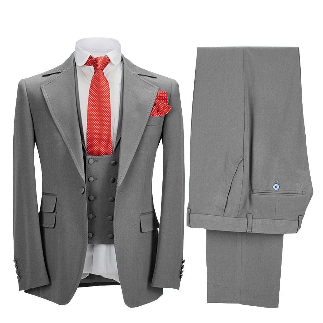 Ceehuteey Men’s Pieces Notch Lapel Suits Prom Blazer+Vest+Pants – Grey R Ceehuteey Men’s Pieces Notch Lapel Suits Prom Blazer+Vest+Pants – Grey R