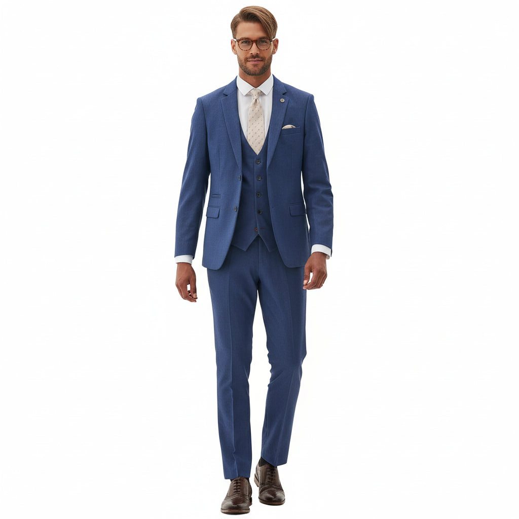Men’s Pieces Navy Tweed Wool Herringbone Notch Lapel Suit Blazer+Vest+Pants – Navy R Men’s Pieces Navy Tweed Wool Herringbone Notch Lapel Suit Blazer+Vest+Pants – Navy R