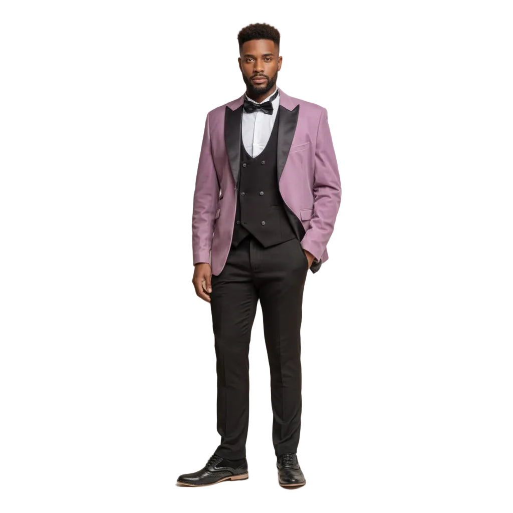 Men’s Pieces Velvet Dinner Jacket for Suit Blazer+Vest+Pants – Light Purple R Men’s Pieces Velvet Dinner Jacket for Suit Blazer+Vest+Pants – Light Purple R