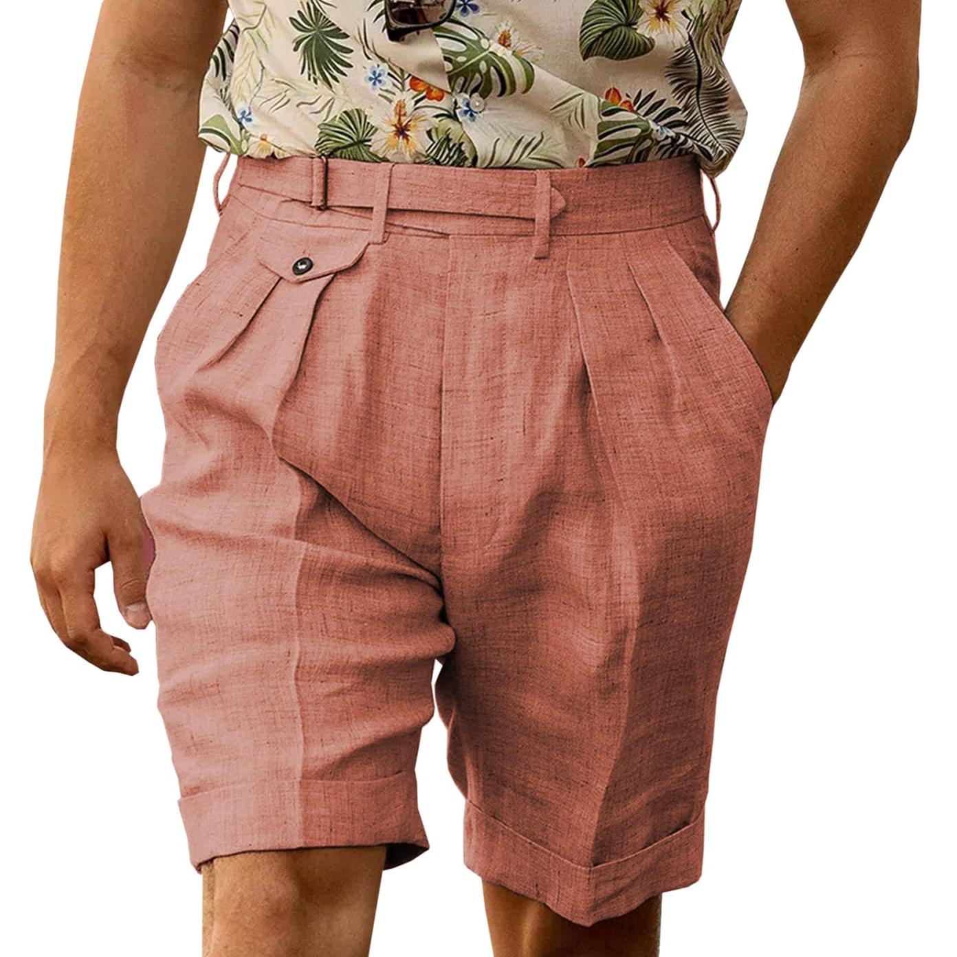 Ceehuteey Men’s Linen Short Pants Gorg Trousers – Coral W Ceehuteey Men’s Linen Short Pants Gorg Trousers – Coral W