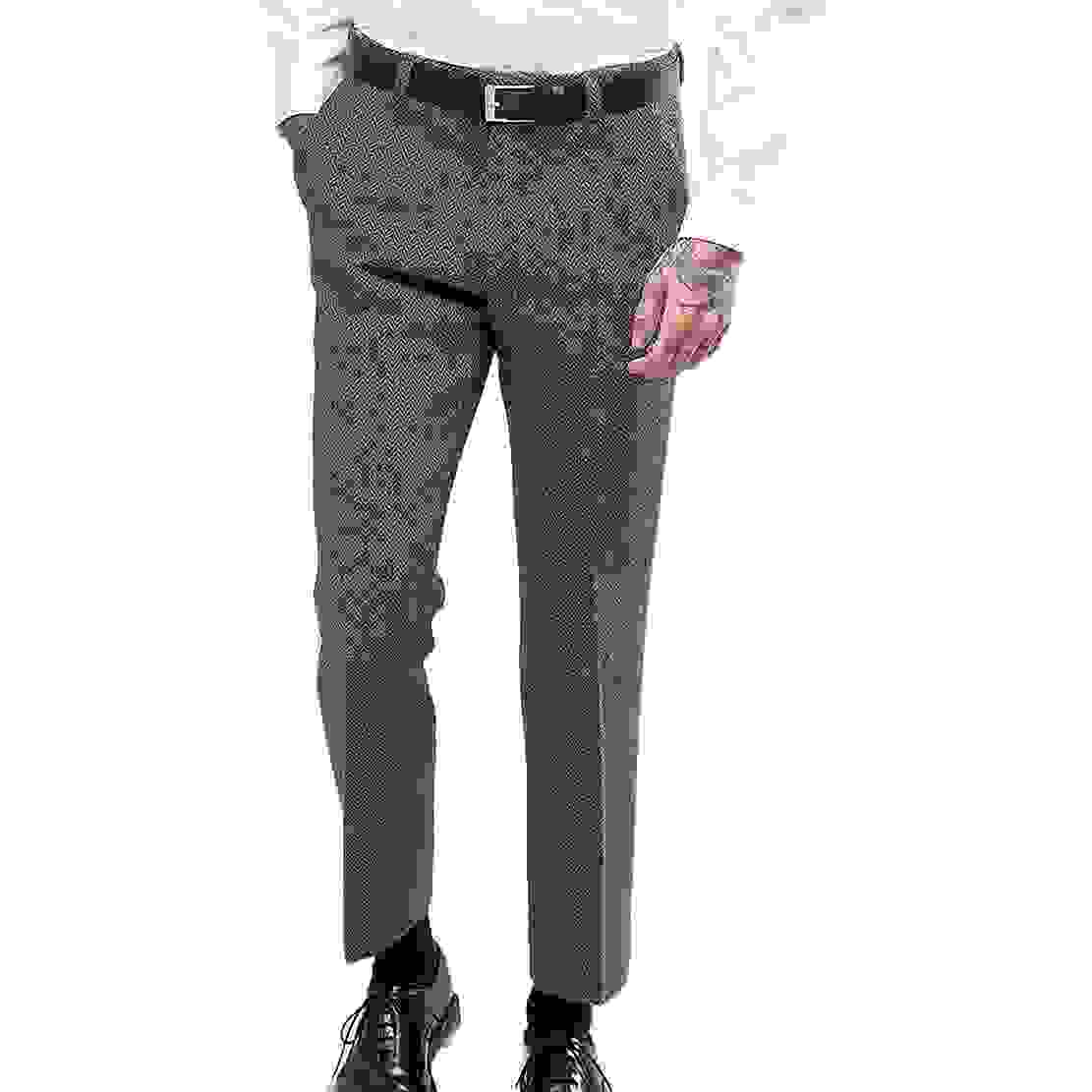 Ceehuteey Men’s Herringbone Tweed Trousers – Grey W X L Ceehuteey Men’s Herringbone Tweed Trousers – Grey W X L