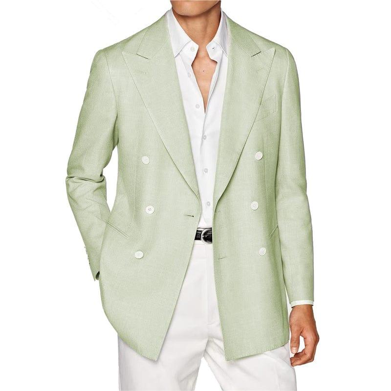 Ceehuteey Men’s Linen Notch Lapel Double Breasted Solid Blazer – Light Green R Ceehuteey Men’s Linen Notch Lapel Double Breasted Solid Blazer – Light Green R