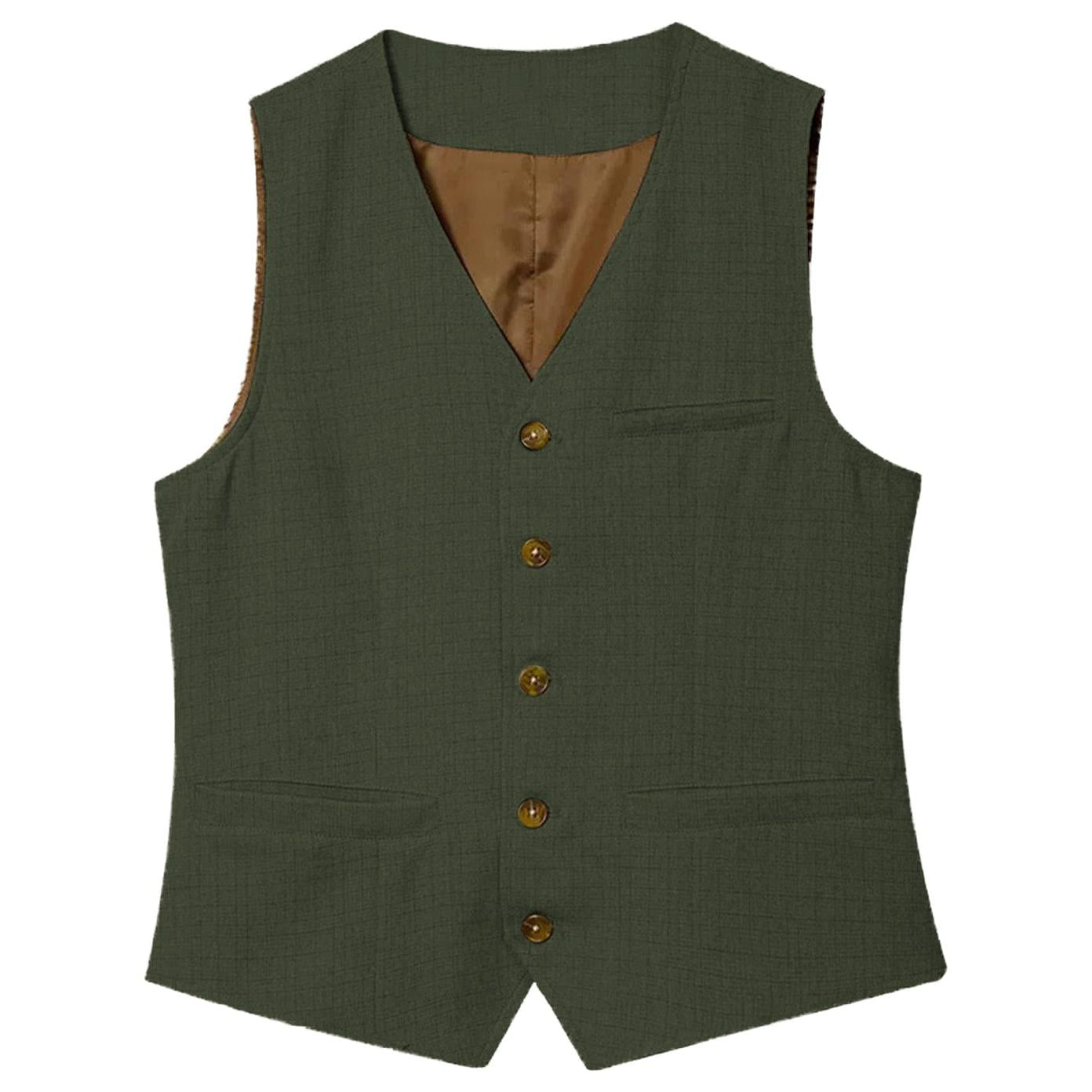 Ceehuteey Men’s Linen V Neck Vest Summer Waistcoat