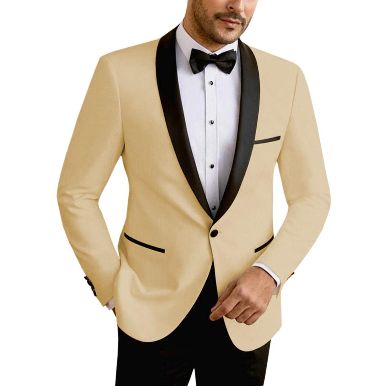 Ceehuteey Men’s One Button Shawl Lapel Blazer – Champagne R Ceehuteey Men’s One Button Shawl Lapel Blazer – Champagne R