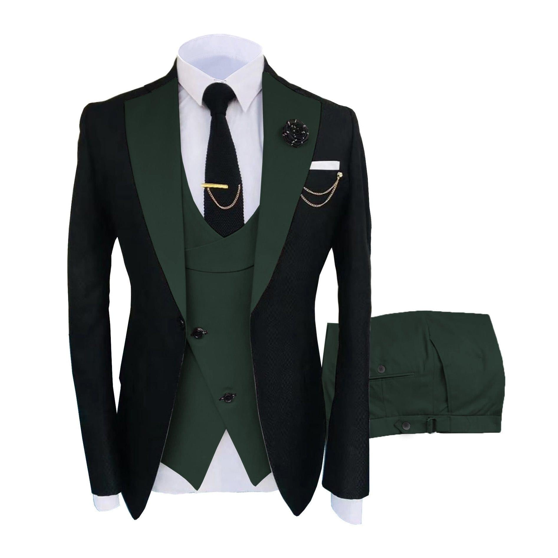 Ceehuteey Men’s Suits Pieces Notch Lapel Suits for Blazer+Vest+Pant – Hunt Green R Ceehuteey Men’s Suits Pieces Notch Lapel Suits for Blazer+Vest+Pant – Hunt Green R