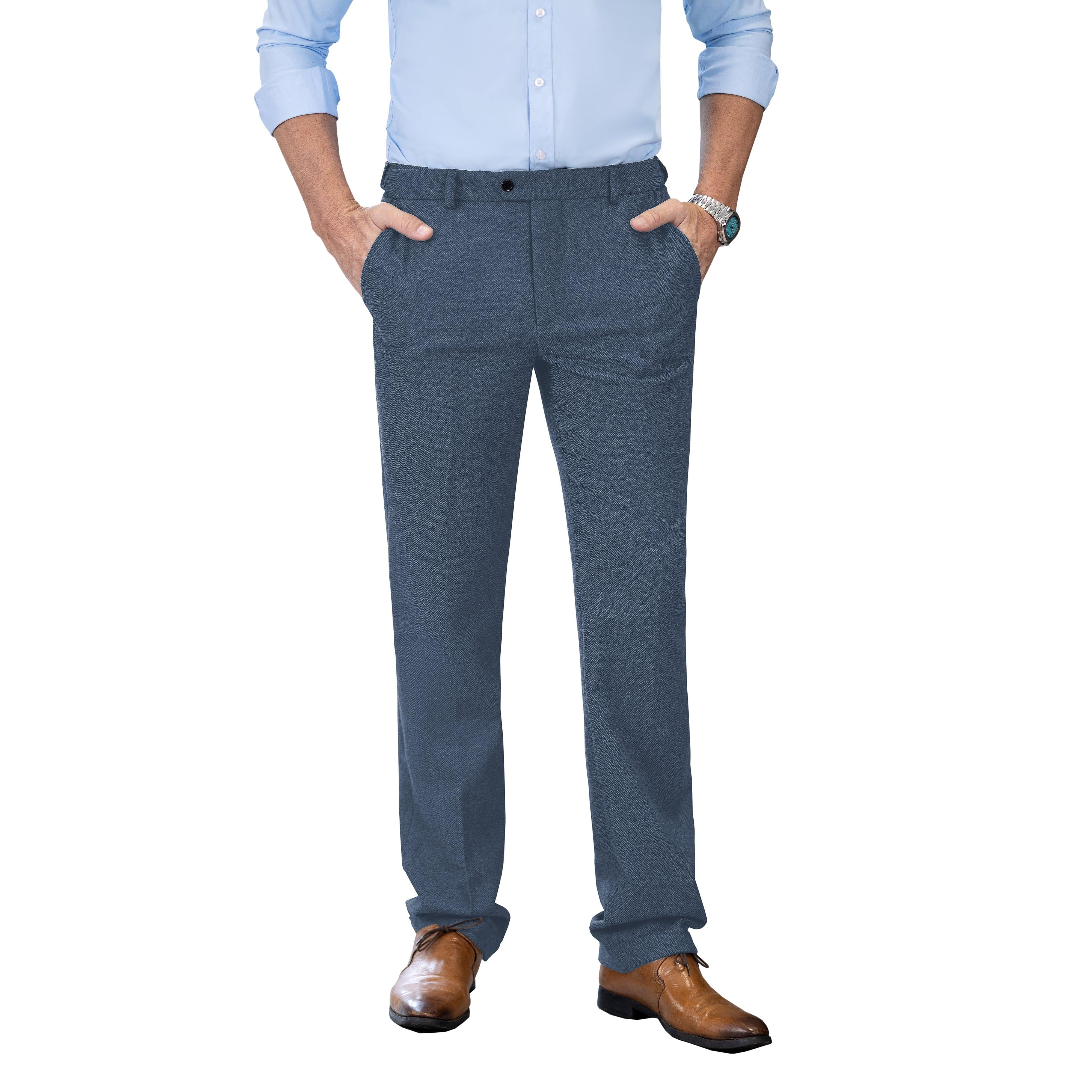 Ceehuteey Men’s winter Classic Herringbone Tweed Trousers – Light Navy W x L Ceehuteey Men’s winter Classic Herringbone Tweed Trousers – Light Navy W x L