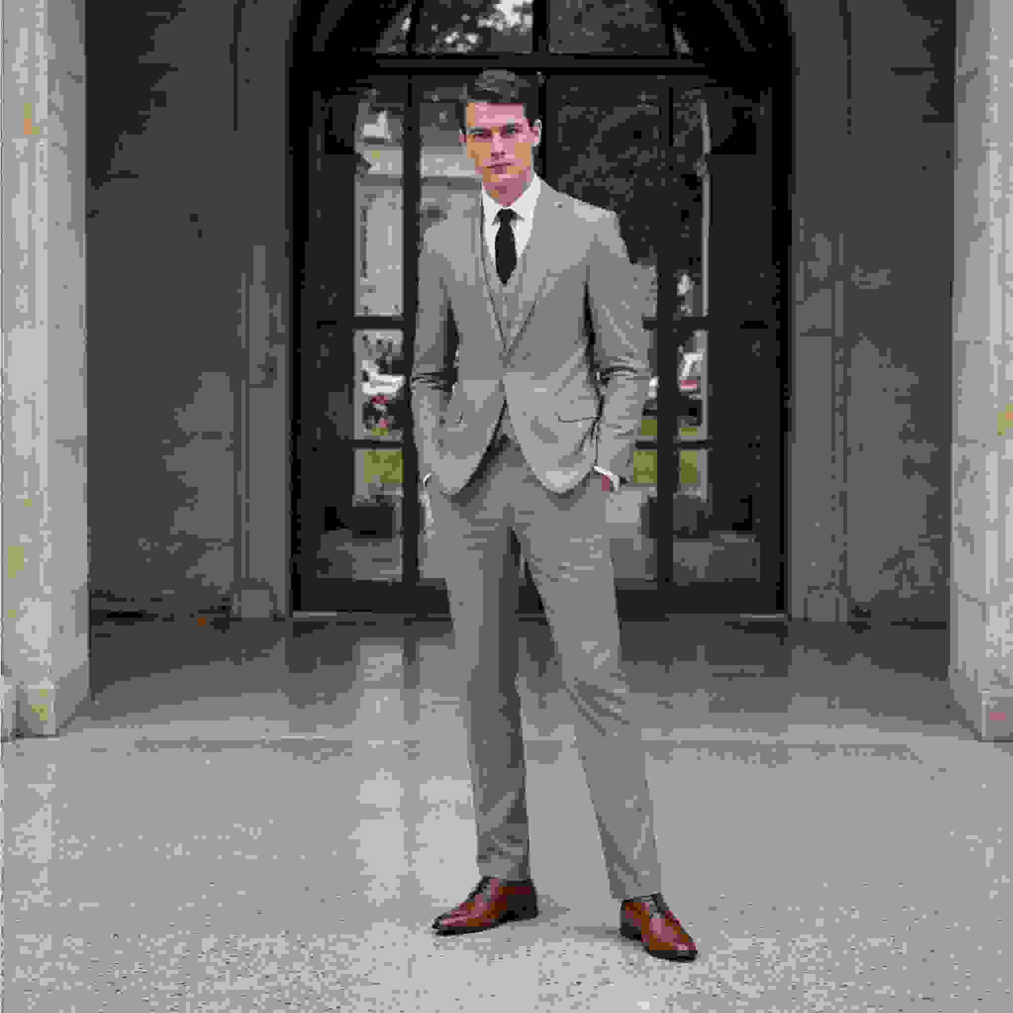 Mens Suit -Pieces Notch Lapel Solid Blazer Suit Blazer+Vest+Pants – Gray R Mens Suit -Pieces Notch Lapel Solid Blazer Suit Blazer+Vest+Pants – Gray R