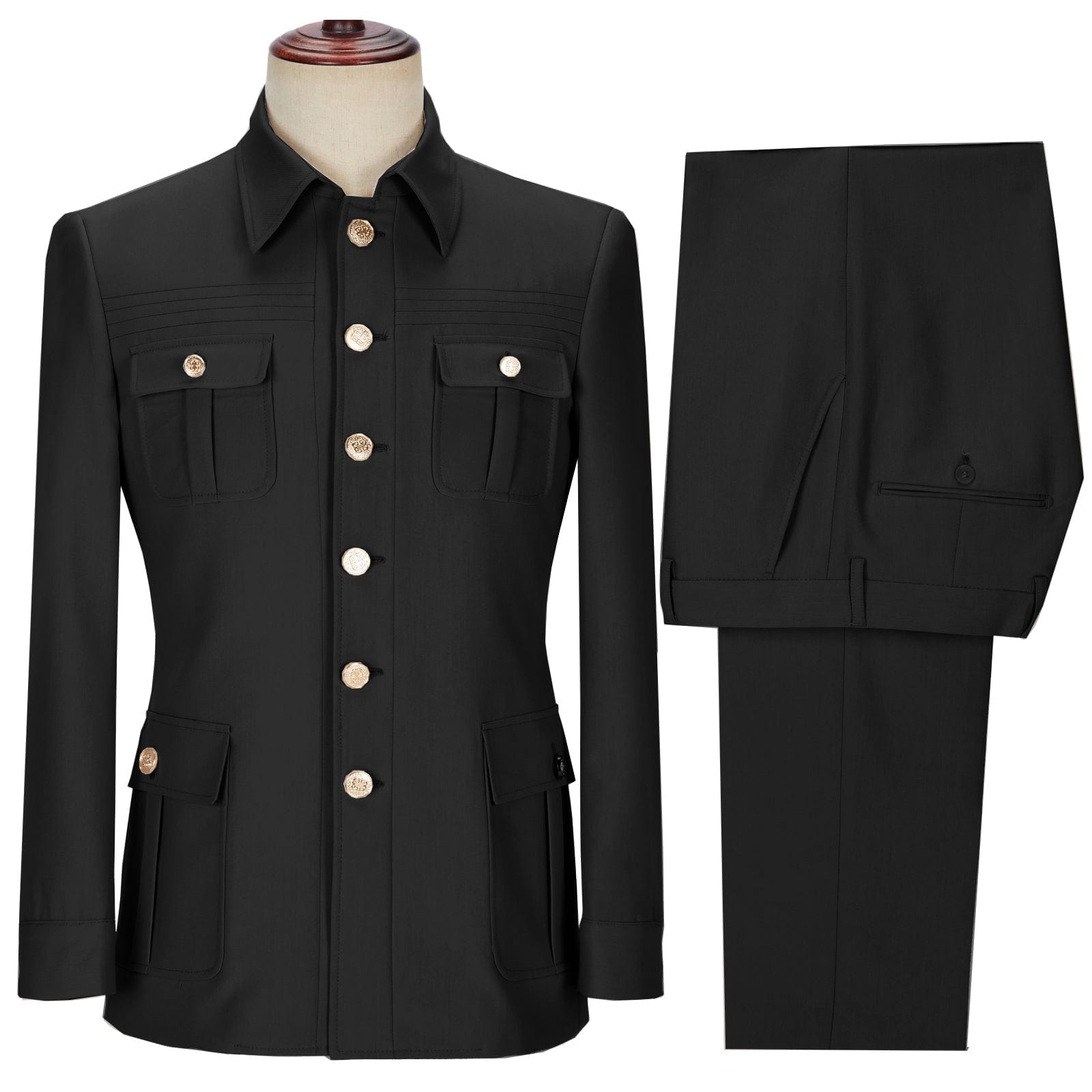 Ceehuteey Stylish Men’s pieces Mens Suit Spread Collar Flat Suits Blazer+Pants – Black R Ceehuteey Stylish Men’s pieces Mens Suit Spread Collar Flat Suits Blazer+Pants – Black R