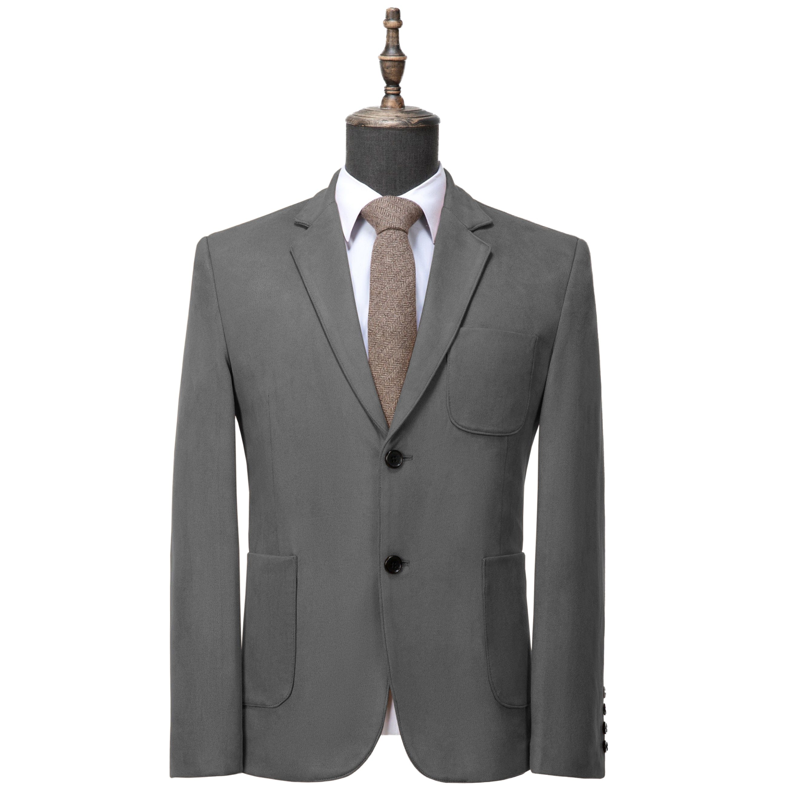 Ceehuteey Suede Men’s Notch Lapel Blazer – Grey R Ceehuteey Suede Men’s Notch Lapel Blazer – Grey R