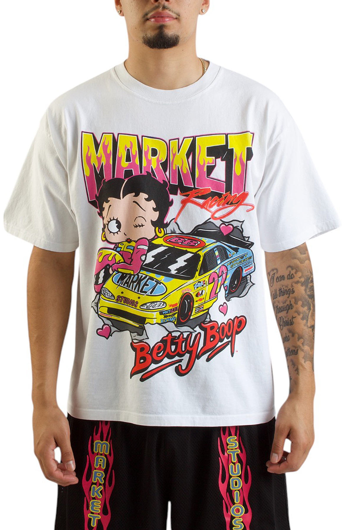 Men Betty Boop Racing Shirt White shirts S White Men Betty Boop Racing Shirt White shirts S White