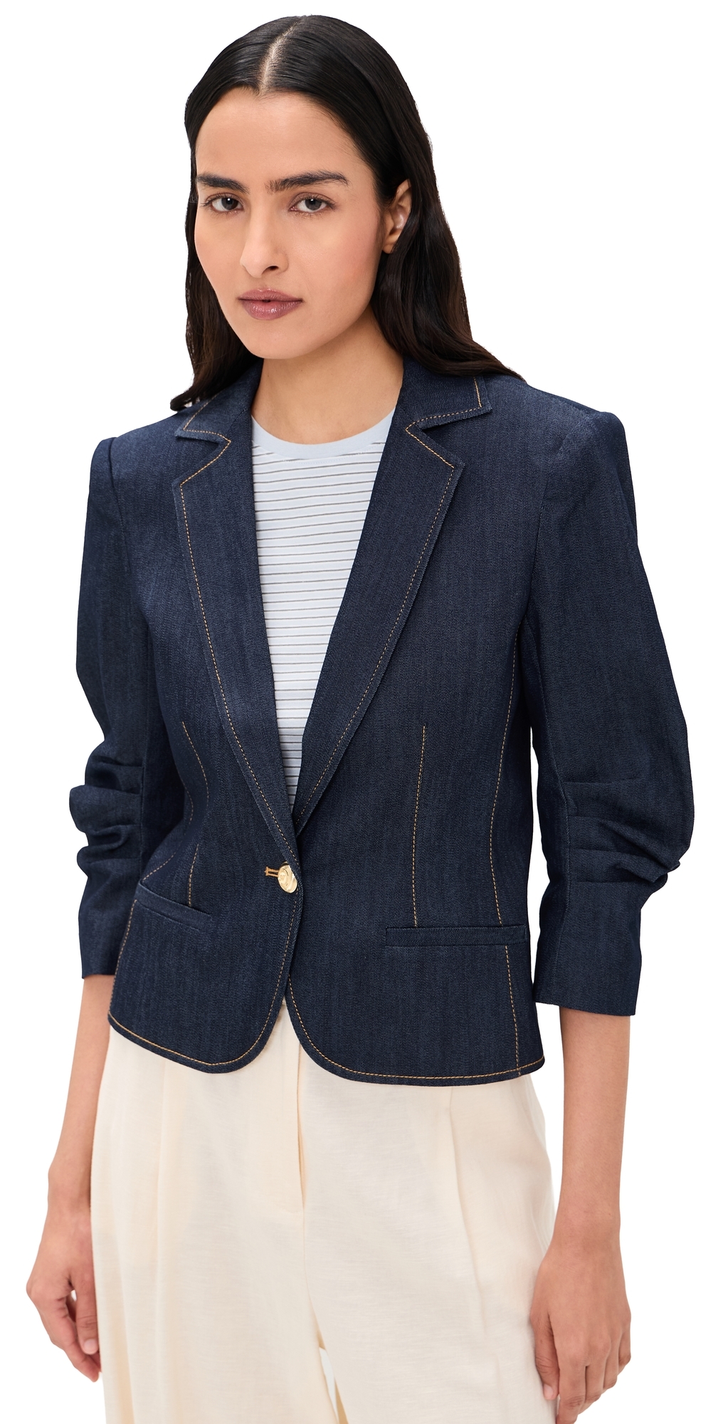 Cinq à Sept Petit Denim Khloe Blazer Indigo Cinq à Sept Petit Denim Khloe Blazer Indigo